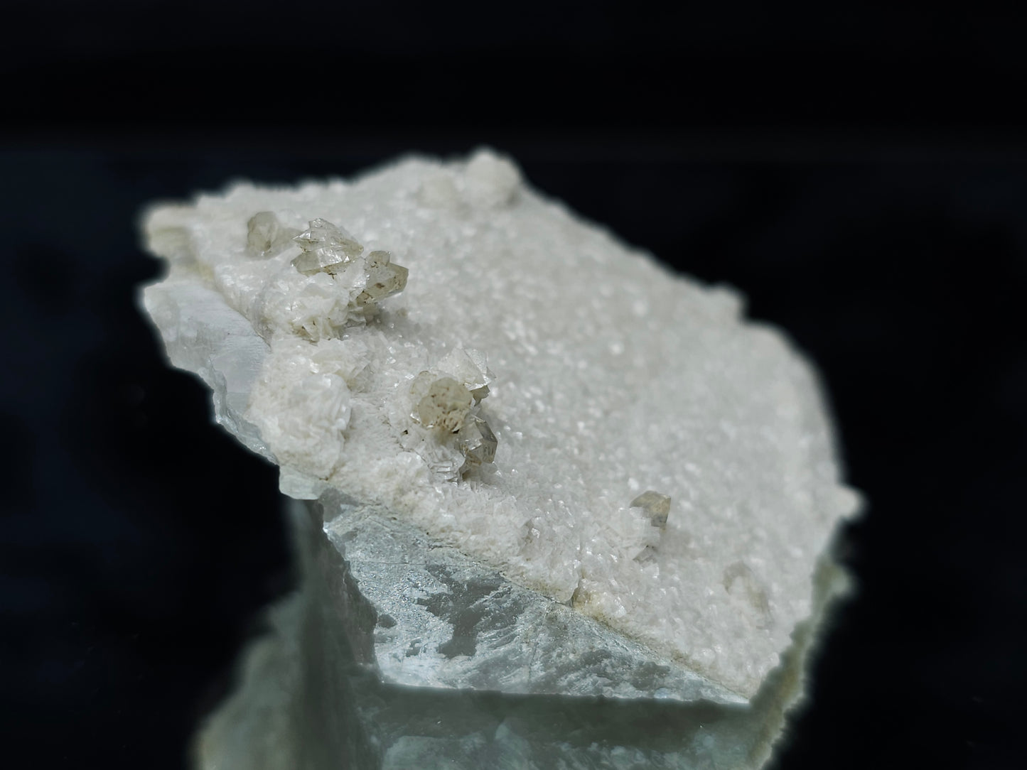 #88117 Spirit Gwindel Quartz on cream-white Calcite pseudomorph after Combined form Calcite