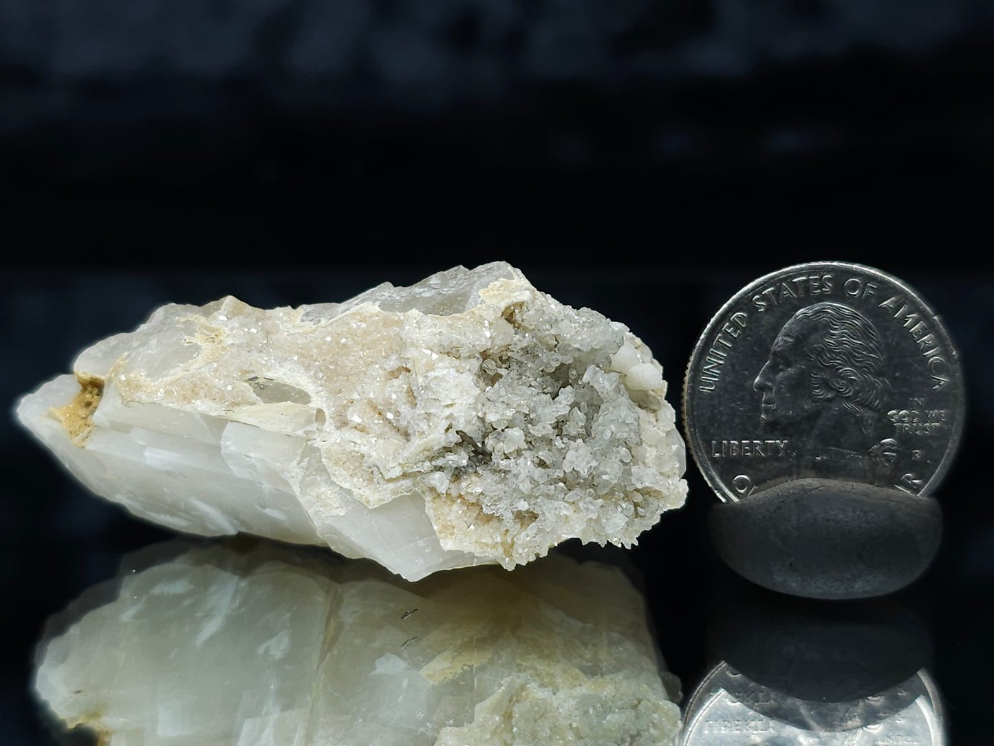 #88136 Spirit Gwindel Quartz on cream-white Calcite pseudomorph after Calcite