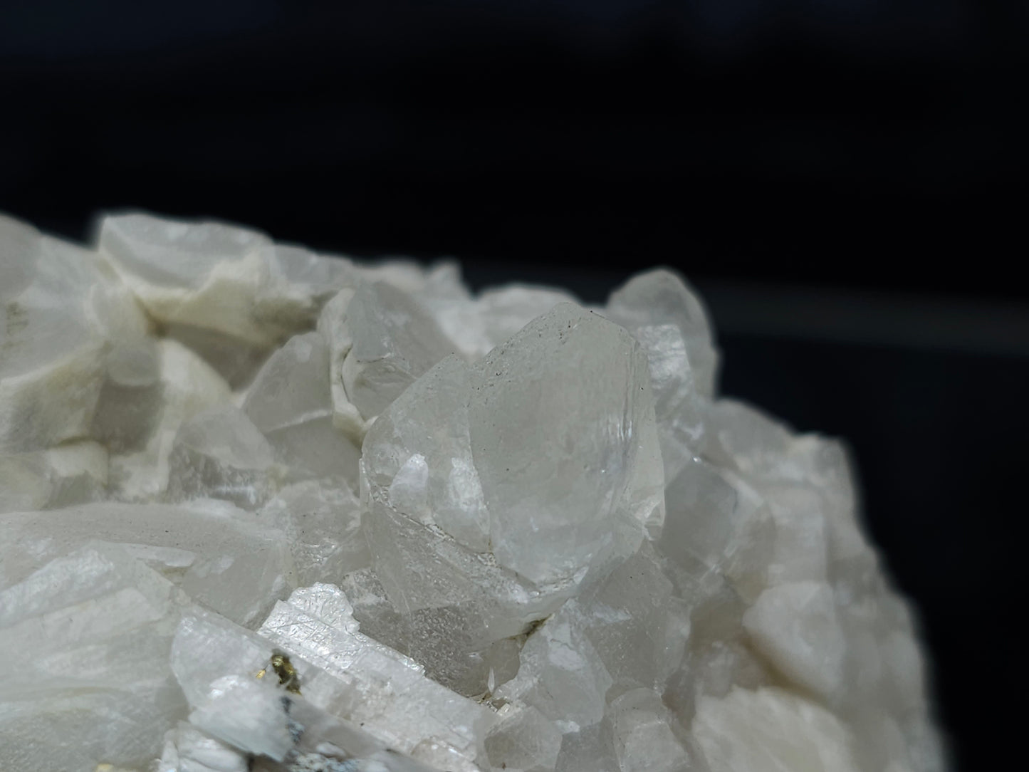 #11042 Dolomite and Chalcopyrite on clear Dogtooth Spar Calcite and Combined form Calcite