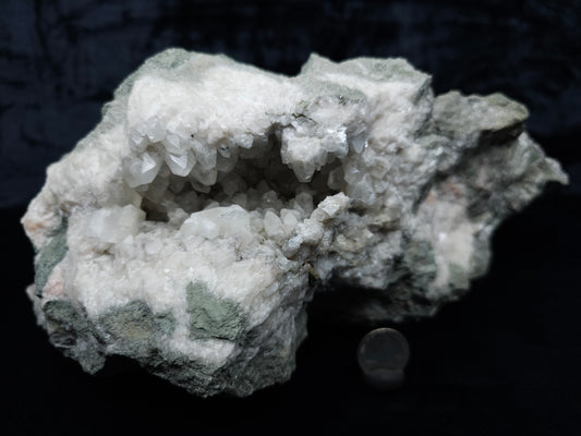 #11065 Chalcopyrite on clear Combined form Calcite mouth