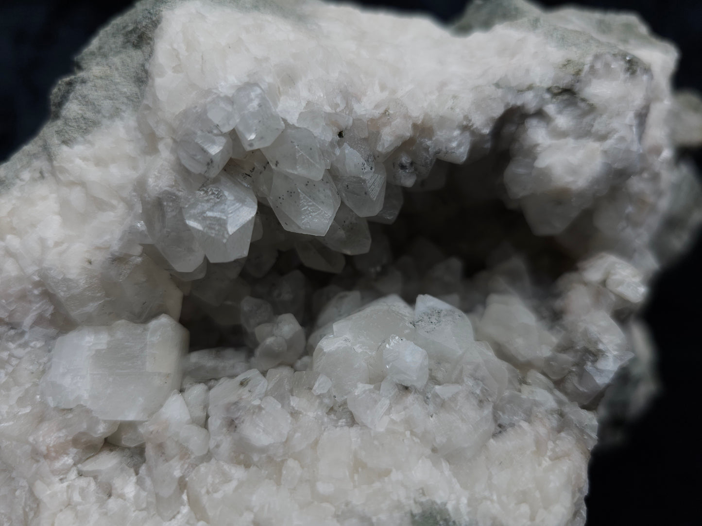 #11065 Chalcopyrite on clear Combined form Calcite mouth