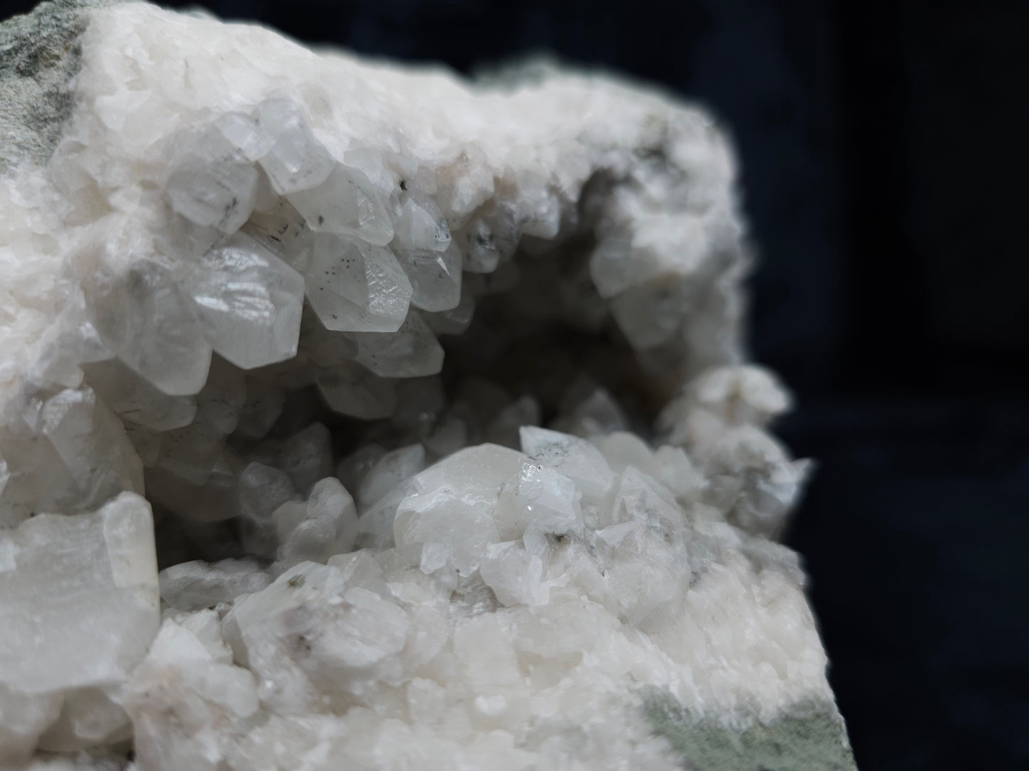 #11065 Chalcopyrite on clear Combined form Calcite mouth