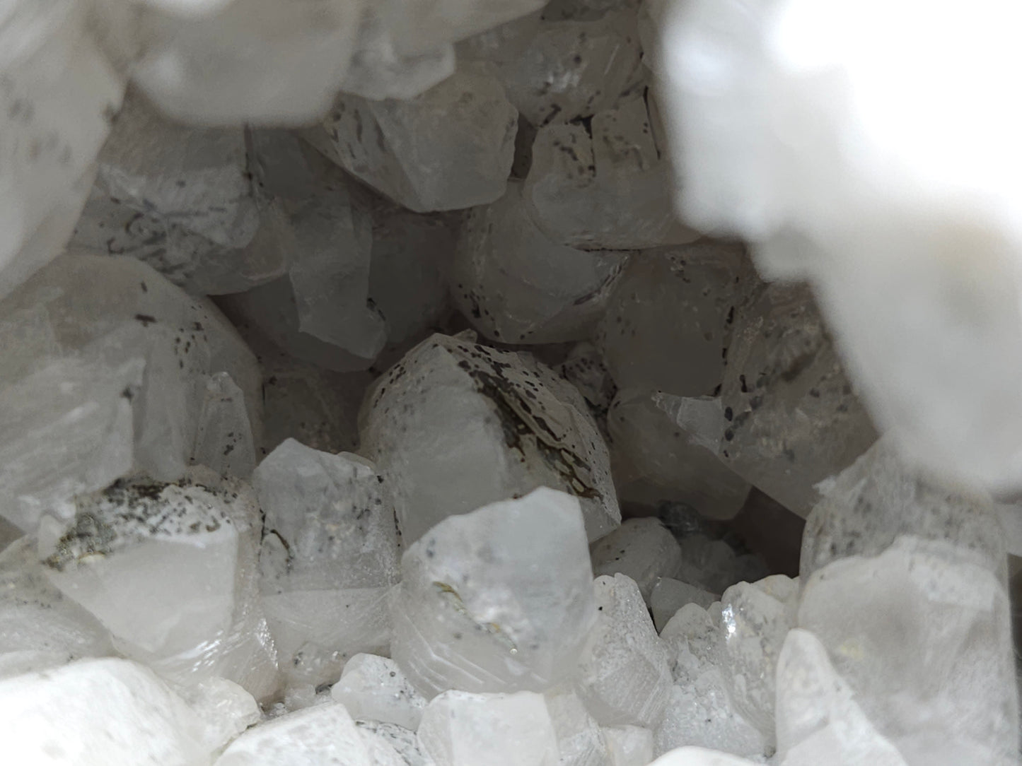 #11065 Chalcopyrite on clear Combined form Calcite mouth