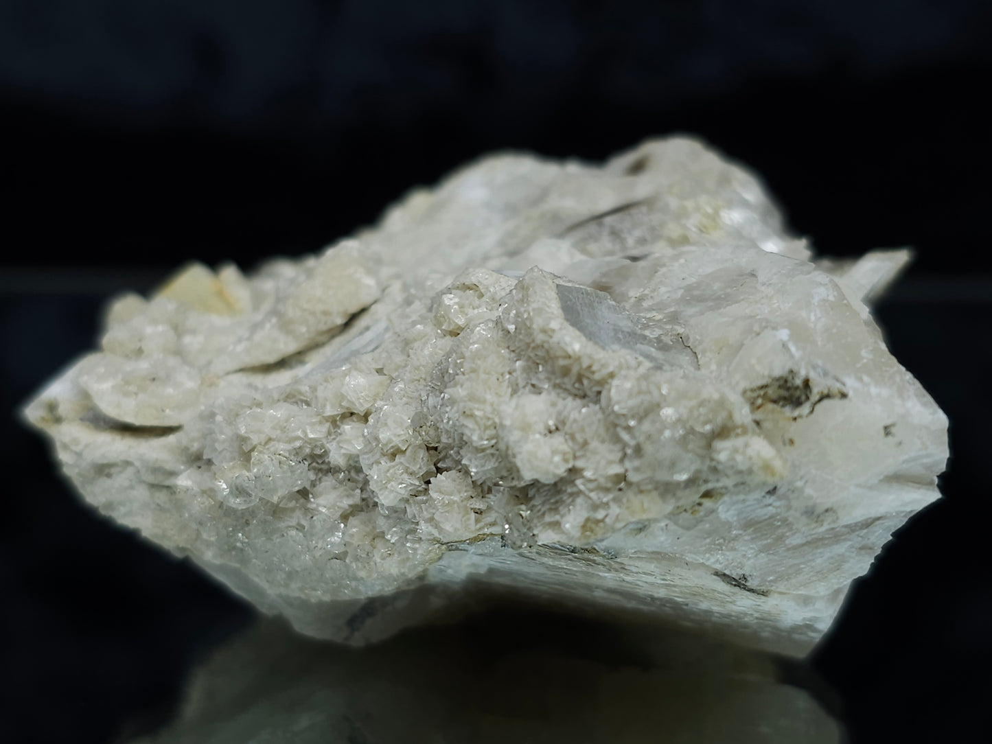 #88163 Spirit Gwindel Quartz on cream-white Calcite pseudomorph after Combined form Calcite on Calcite