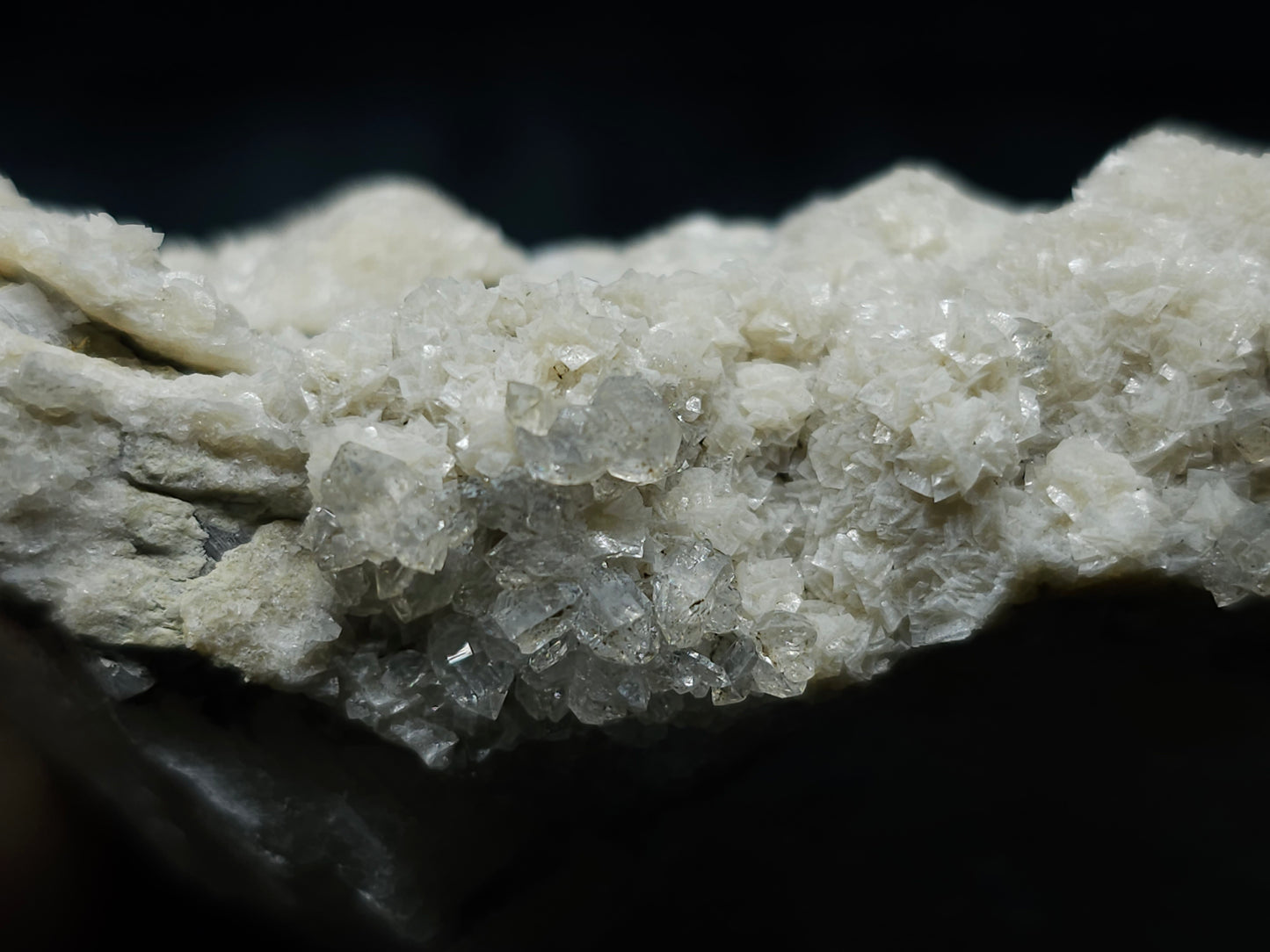#88163 Spirit Gwindel Quartz on cream-white Calcite pseudomorph after Combined form Calcite on Calcite