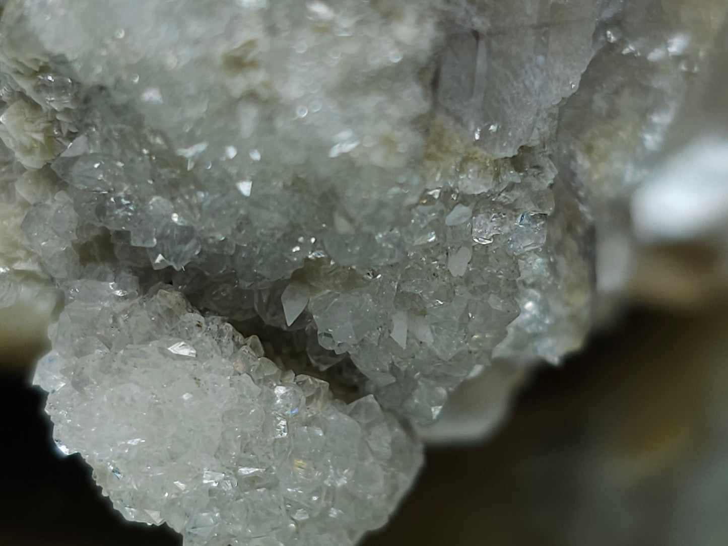 #88174 Spirit Gwindel Quartz formation on cream-white Calcite pseudomorph after Calcite matrix
