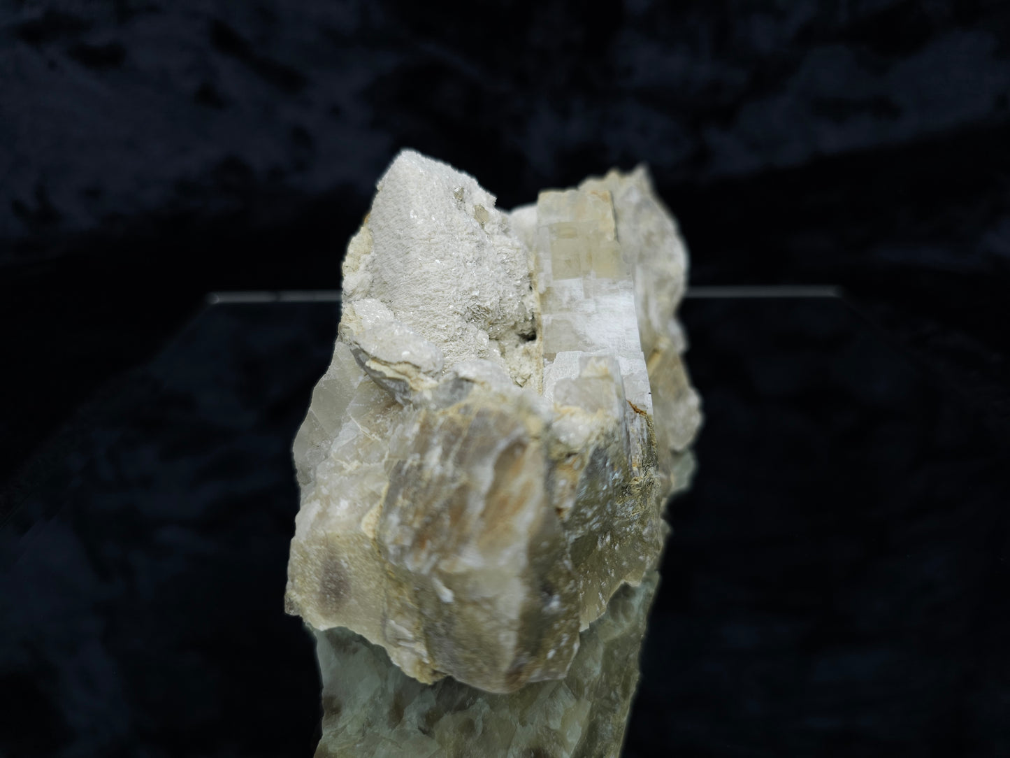 #88175 Spirit Gwindel Quartz formation on cream-white Calcite pseudomorph after Combined form Calcite on matrix