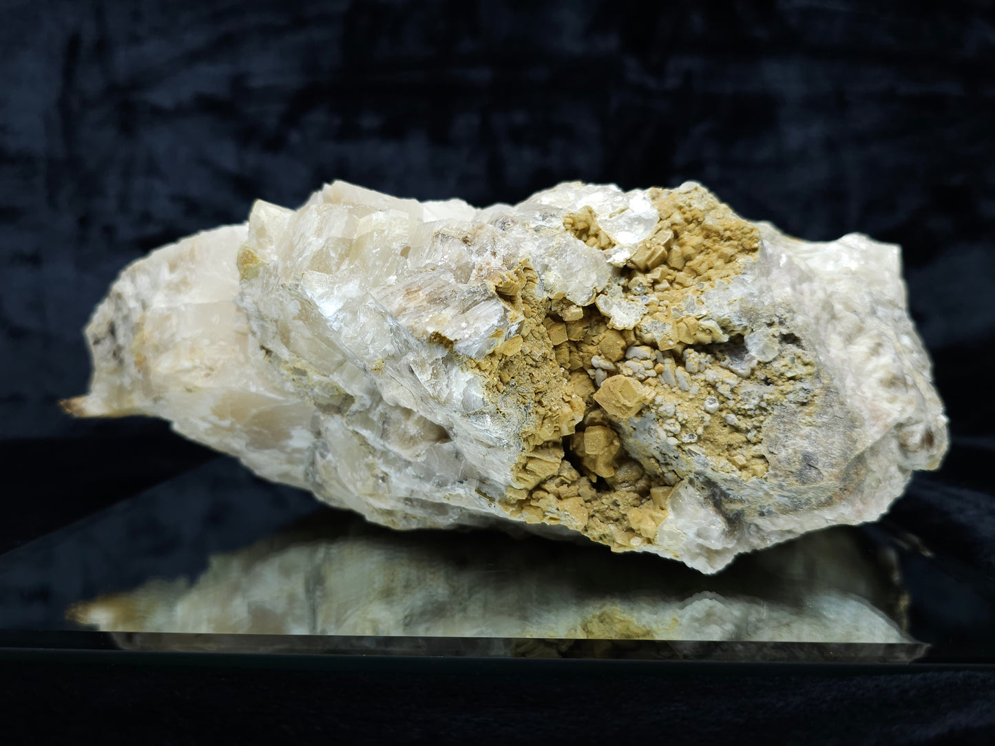 #88178 Spirit Quartz on cream-white Calcite pseudomorph after Combined form, Calcite pseudomorph after iron Dolomite coating on Combined form Calcite on matrix