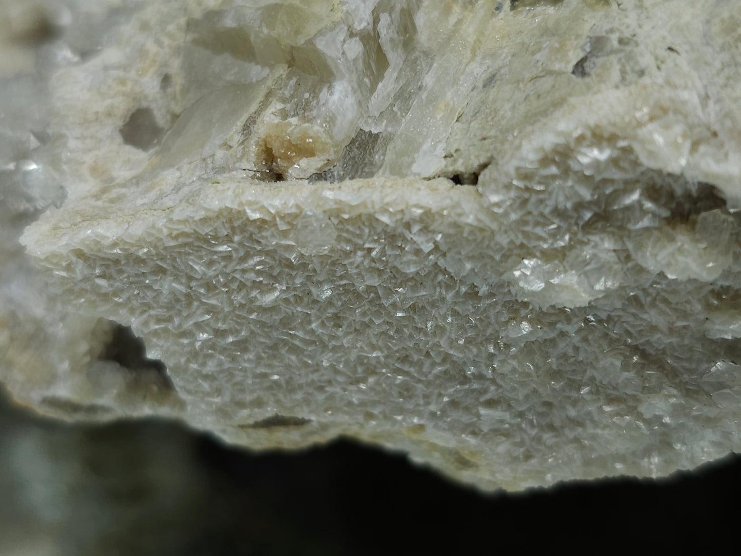 #88178 Spirit Quartz on cream-white Calcite pseudomorph after Combined form, Calcite pseudomorph after iron Dolomite coating on Combined form Calcite on matrix