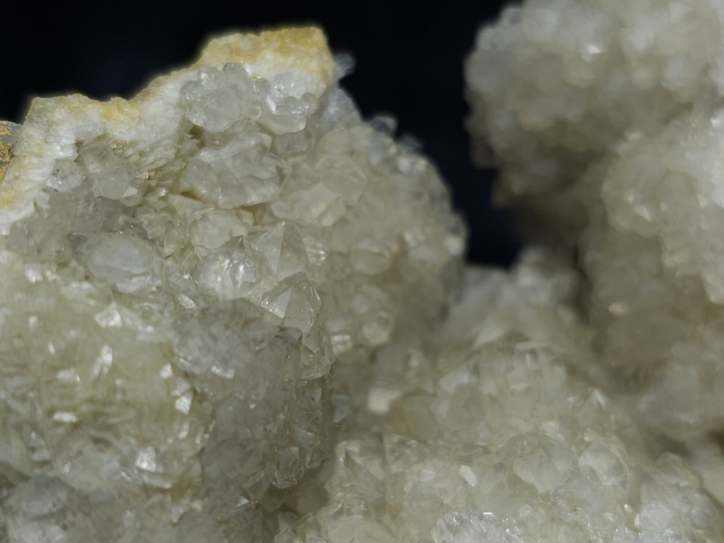 #88176 Purple Quartz geode with Spirit Gwindel Quartz on cream-white Calcite pseudomorph after Combined form Calcite on Calcite and Sedimentary matrix