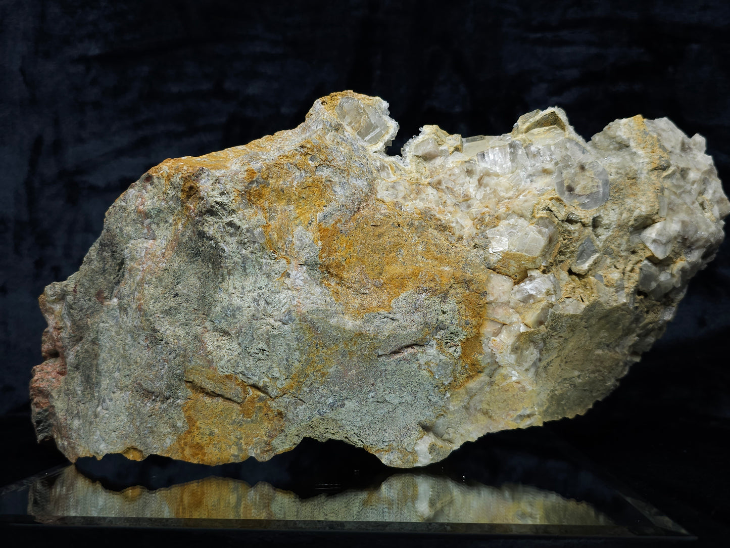 #88176 Purple Quartz geode with Spirit Gwindel Quartz on cream-white Calcite pseudomorph after Combined form Calcite on Calcite and Sedimentary matrix