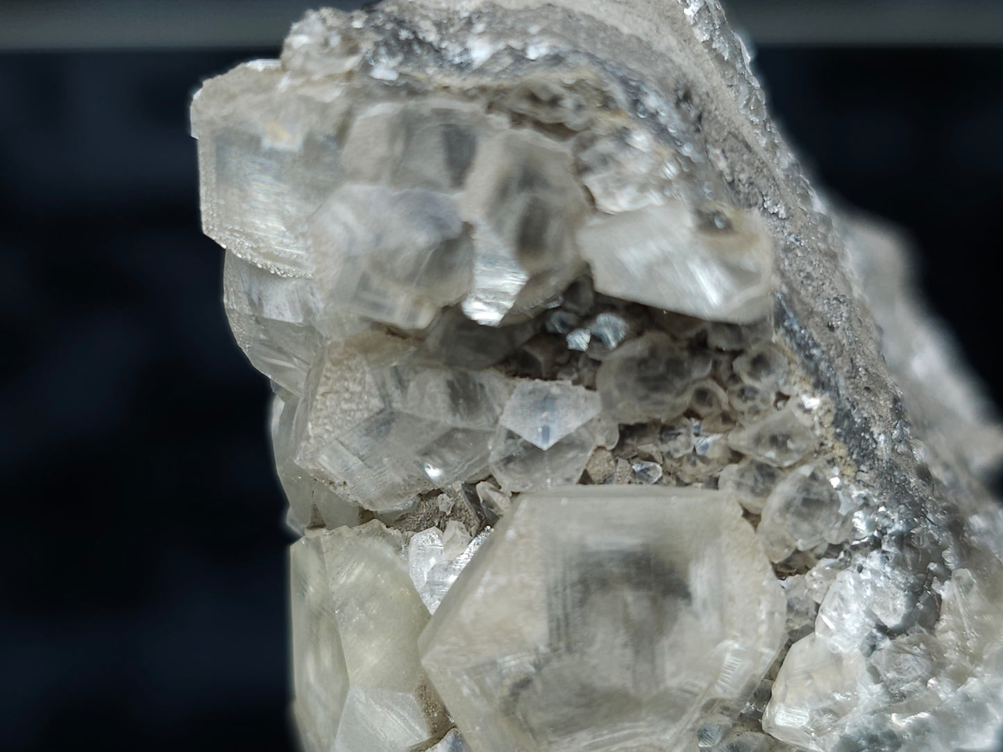 #33139 Phantom Nailhead Spar Calcite cluster with Chalcopyrite ore and multiple small fossils in the matrix