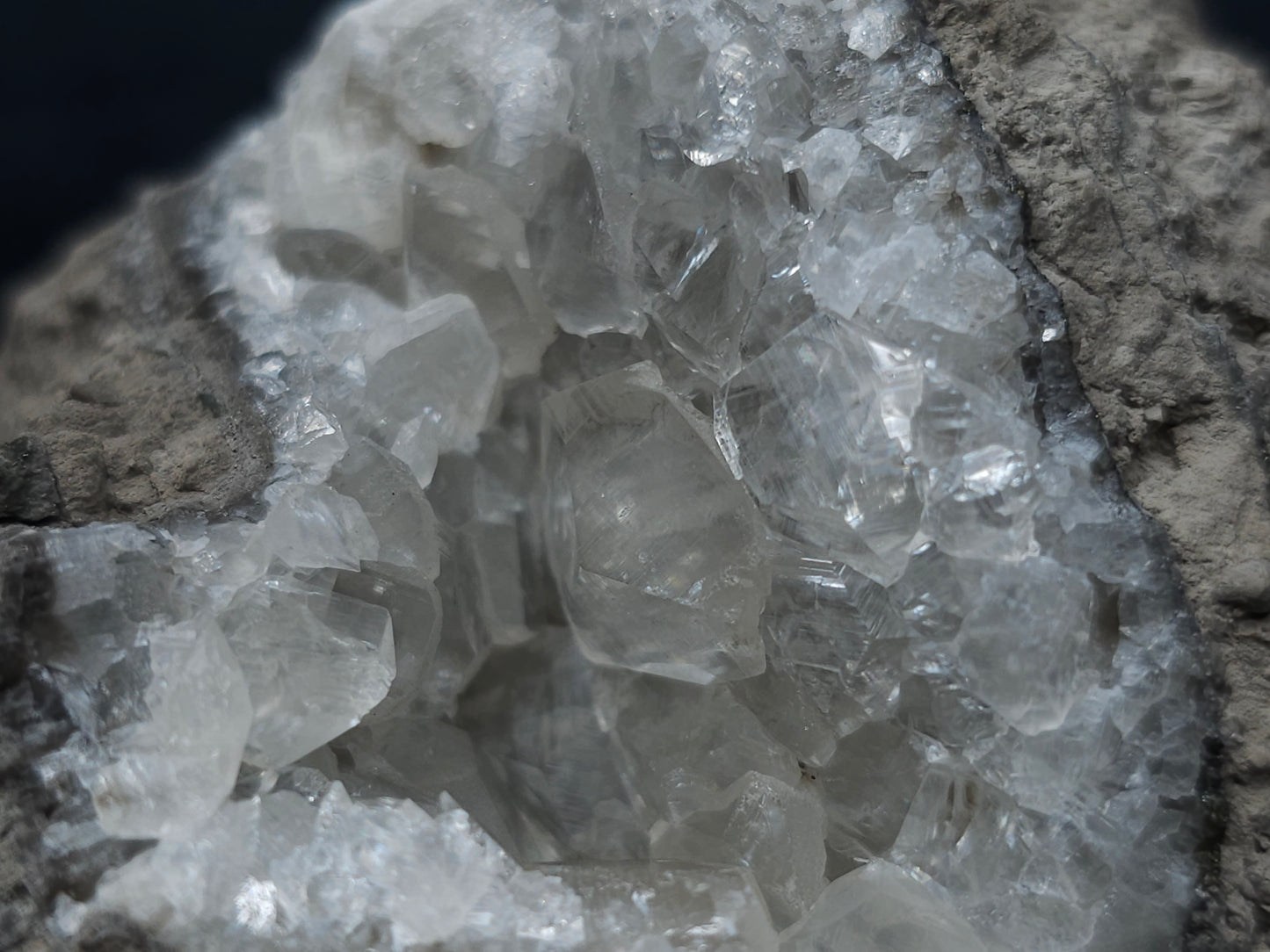 #33135 Super clear Nailhead Spar Calcite cluster with Chalcopyrite ore and multiple small fossils in the matrix