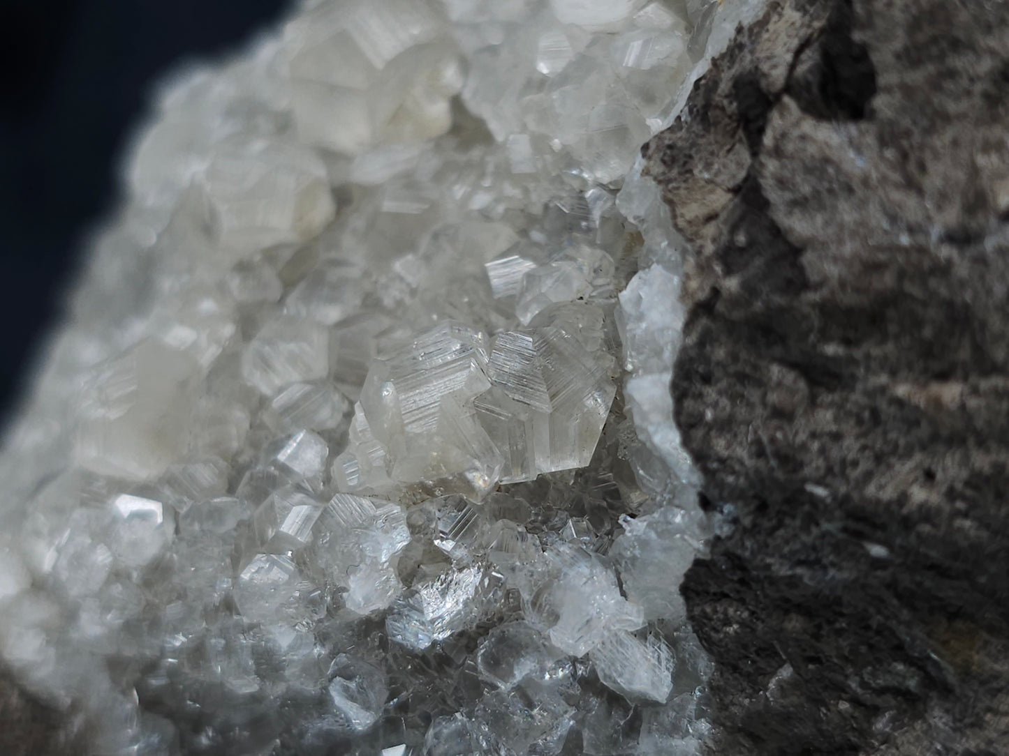 #33151 Super clear Nailhead Spar Calcite geode with Chalcopyrite ore and multiple small fossils in the matrix