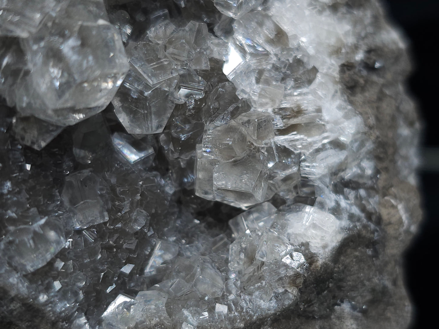 #33155 Super clear Nailhead Spar Calcite cluster with Chalcopyrite ore and multiple small fossils in the matrix