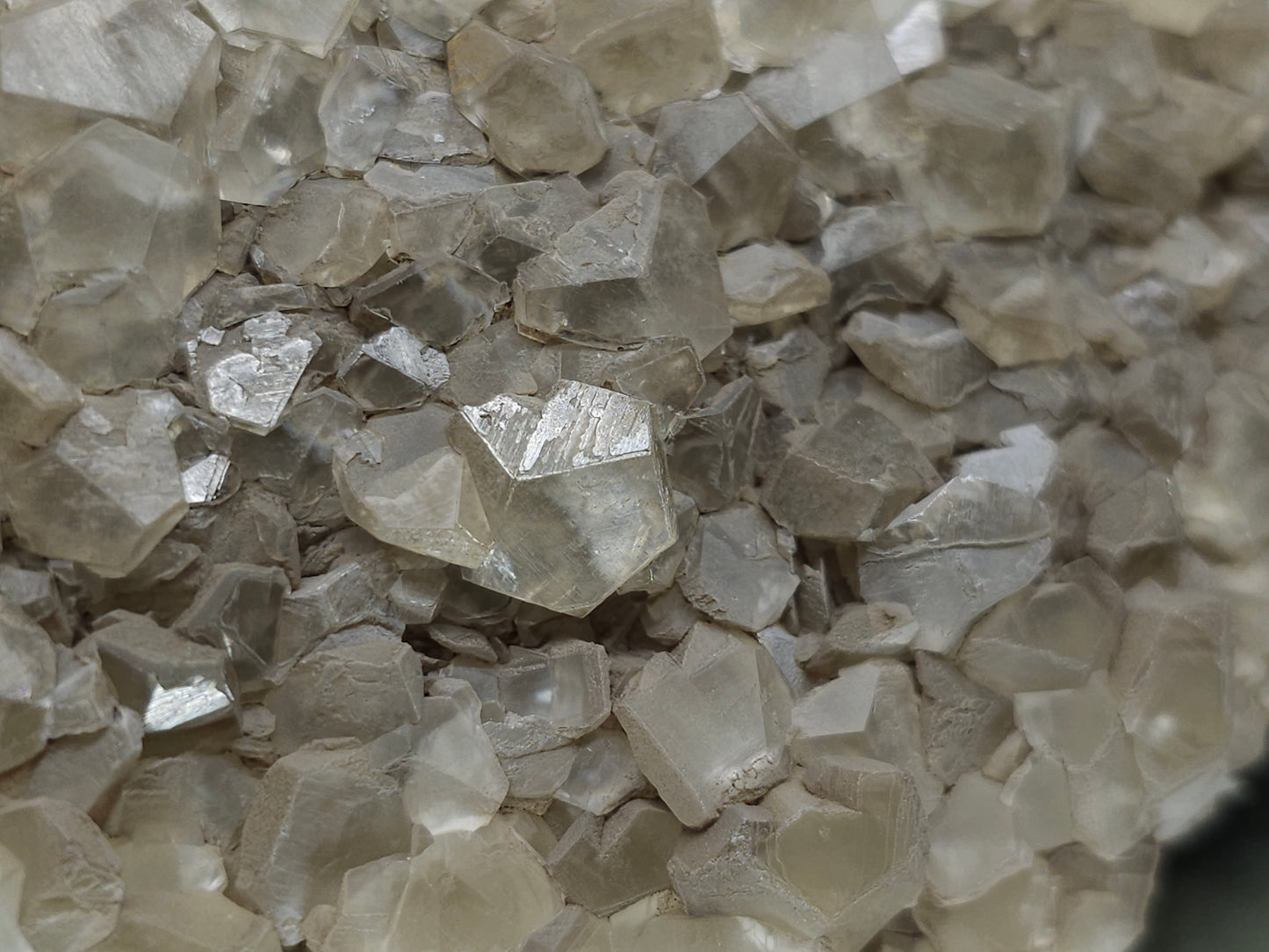 #33172 Phantom Nailhead Spar Calcite cluster with Chalcopyrite ore and multiple small fossils in the matrix