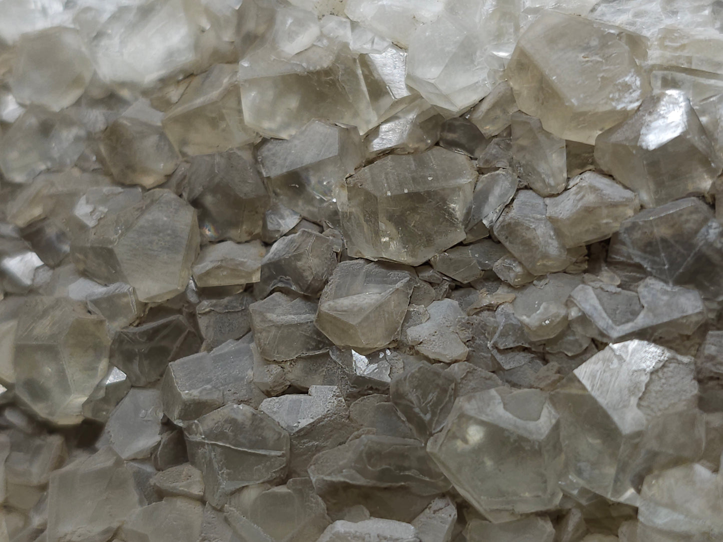 #33172 Phantom Nailhead Spar Calcite cluster with Chalcopyrite ore and multiple small fossils in the matrix