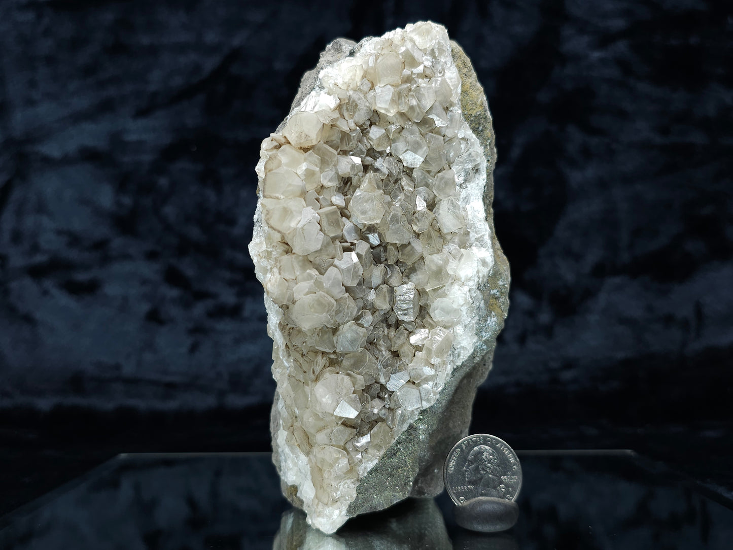#33172 Phantom Nailhead Spar Calcite cluster with Chalcopyrite ore and multiple small fossils in the matrix