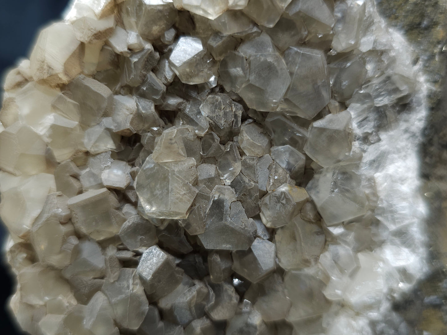 #33172 Phantom Nailhead Spar Calcite cluster with Chalcopyrite ore and multiple small fossils in the matrix