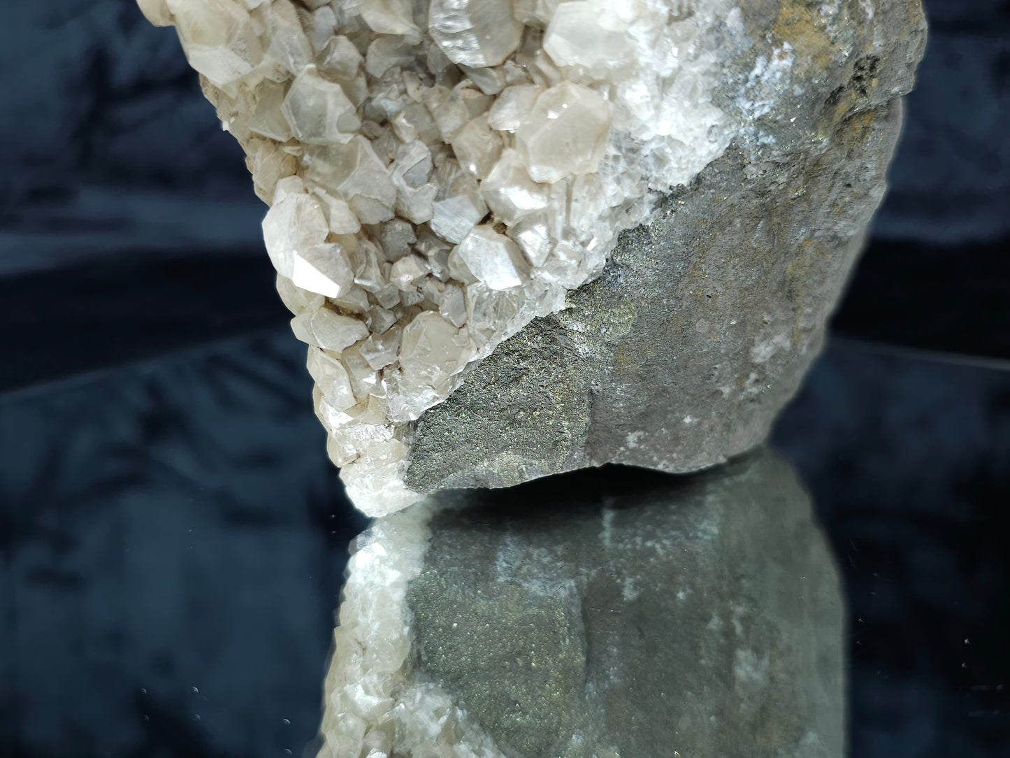#33172 Phantom Nailhead Spar Calcite cluster with Chalcopyrite ore and multiple small fossils in the matrix