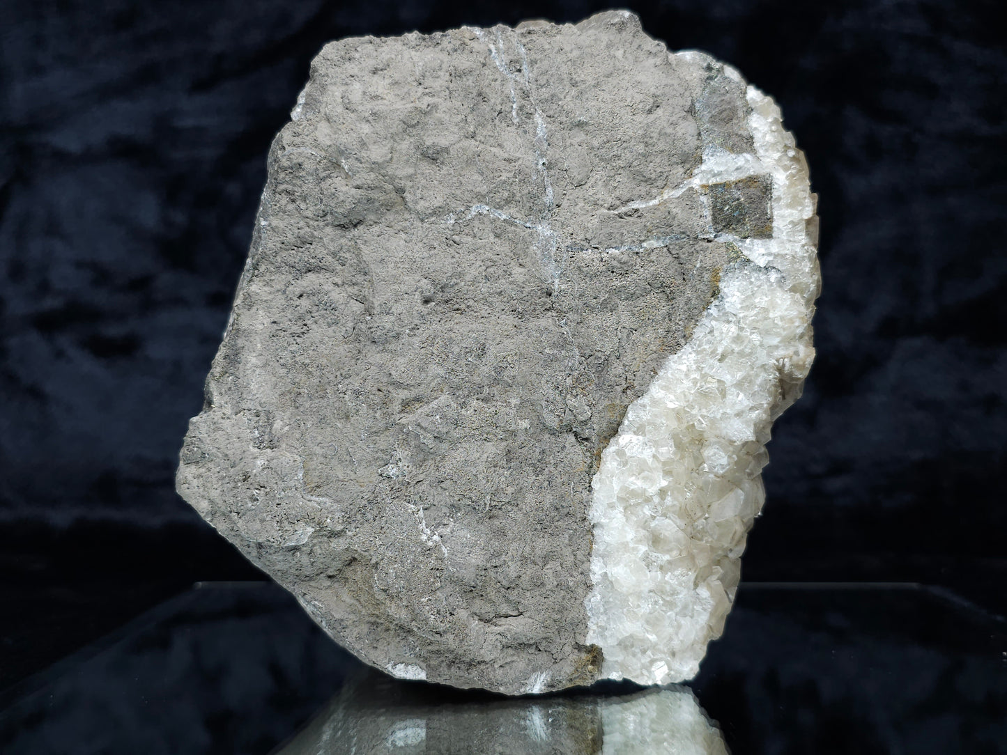 #33172 Phantom Nailhead Spar Calcite cluster with Chalcopyrite ore and multiple small fossils in the matrix