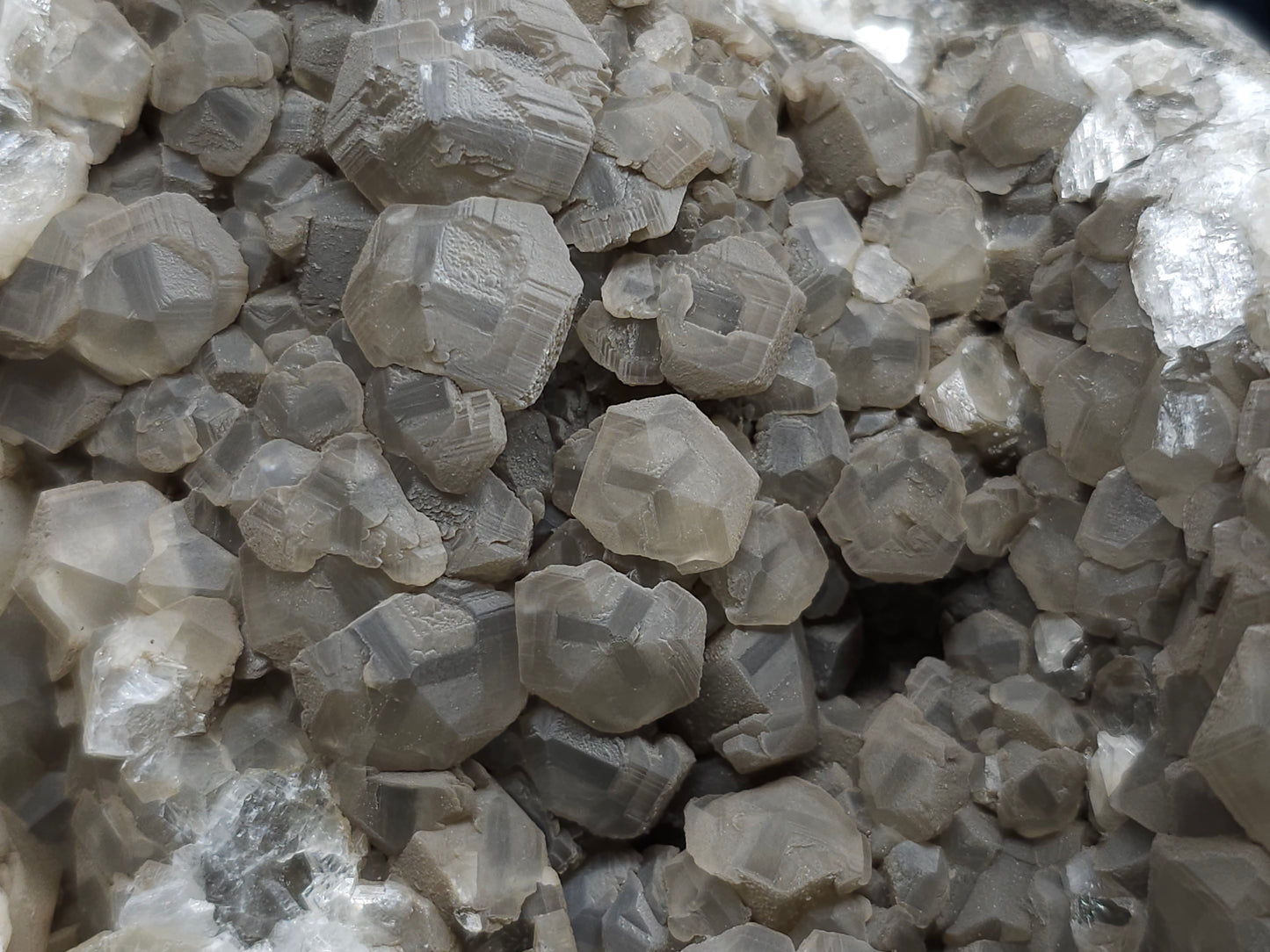 #33175 Double phantom Nailhead and clear Nailhead Spar Calcite cluster with Chalcopyrite ore and multiple small fossils in the matrix