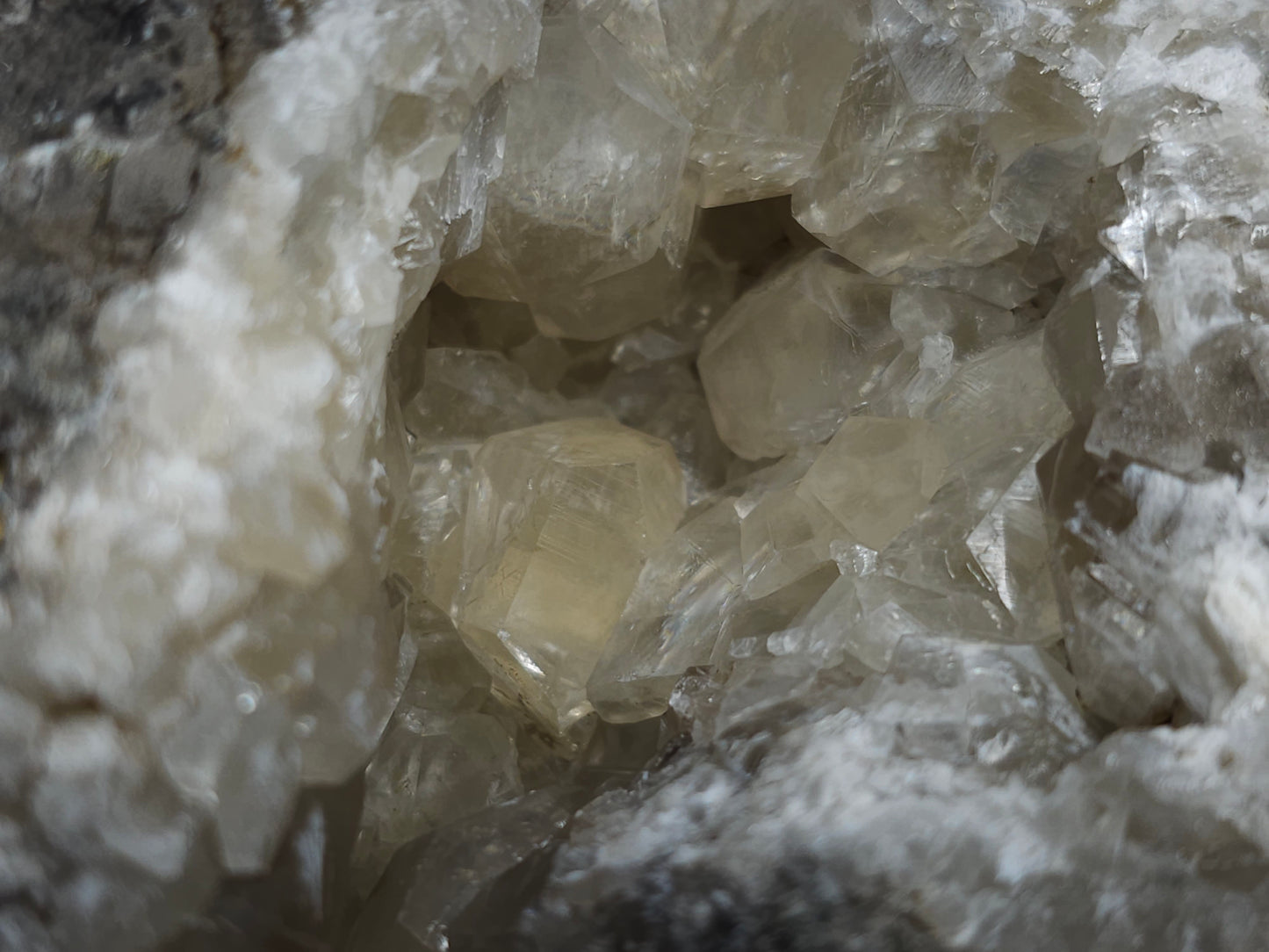 #33175 Double phantom Nailhead and clear Nailhead Spar Calcite cluster with Chalcopyrite ore and multiple small fossils in the matrix
