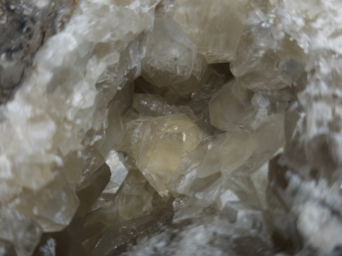 #33175 Double phantom Nailhead and clear Nailhead Spar Calcite cluster with Chalcopyrite ore and multiple small fossils in the matrix