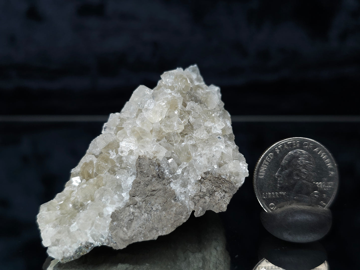 #33180 Special clear Nailhead Spar Calcite cluster with Chalcopyrite ore and multiple small fossils in the matrix