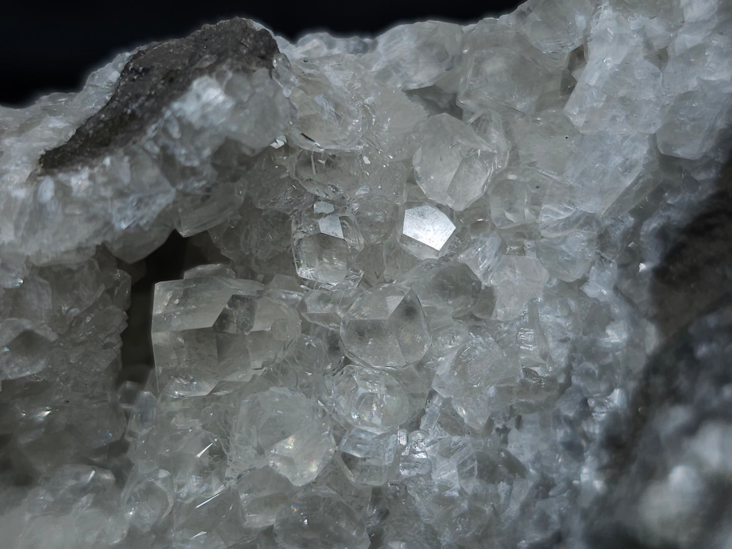 #33188 Special clear Nailhead Spar Calcite cluster with Chalcopyrite ore and multiple small fossils in the matrix