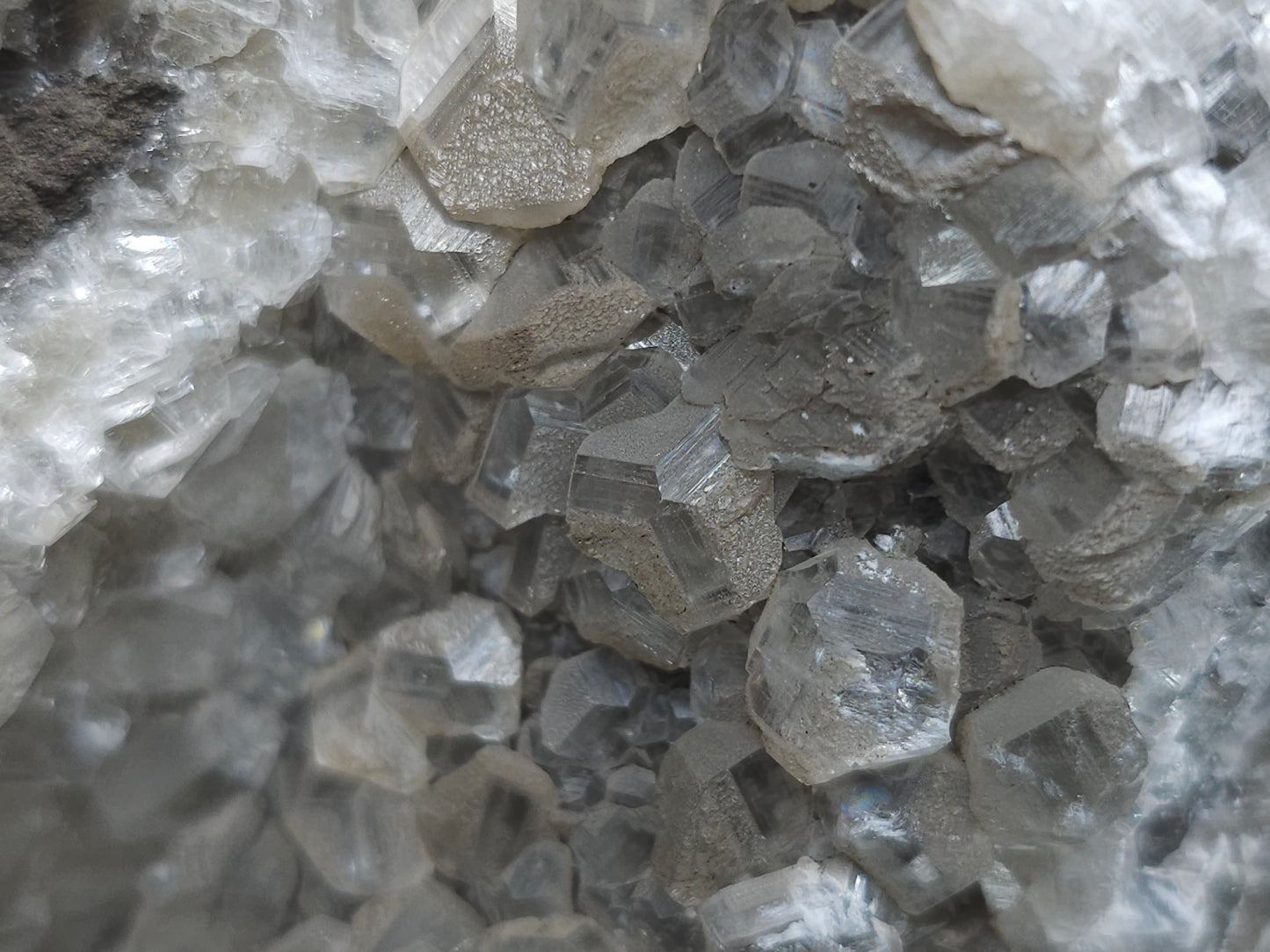 #33211 Double phantom Nailhead Spar Calcite cluster with Chalcopyrite ore and multiple small fossils in the matrix