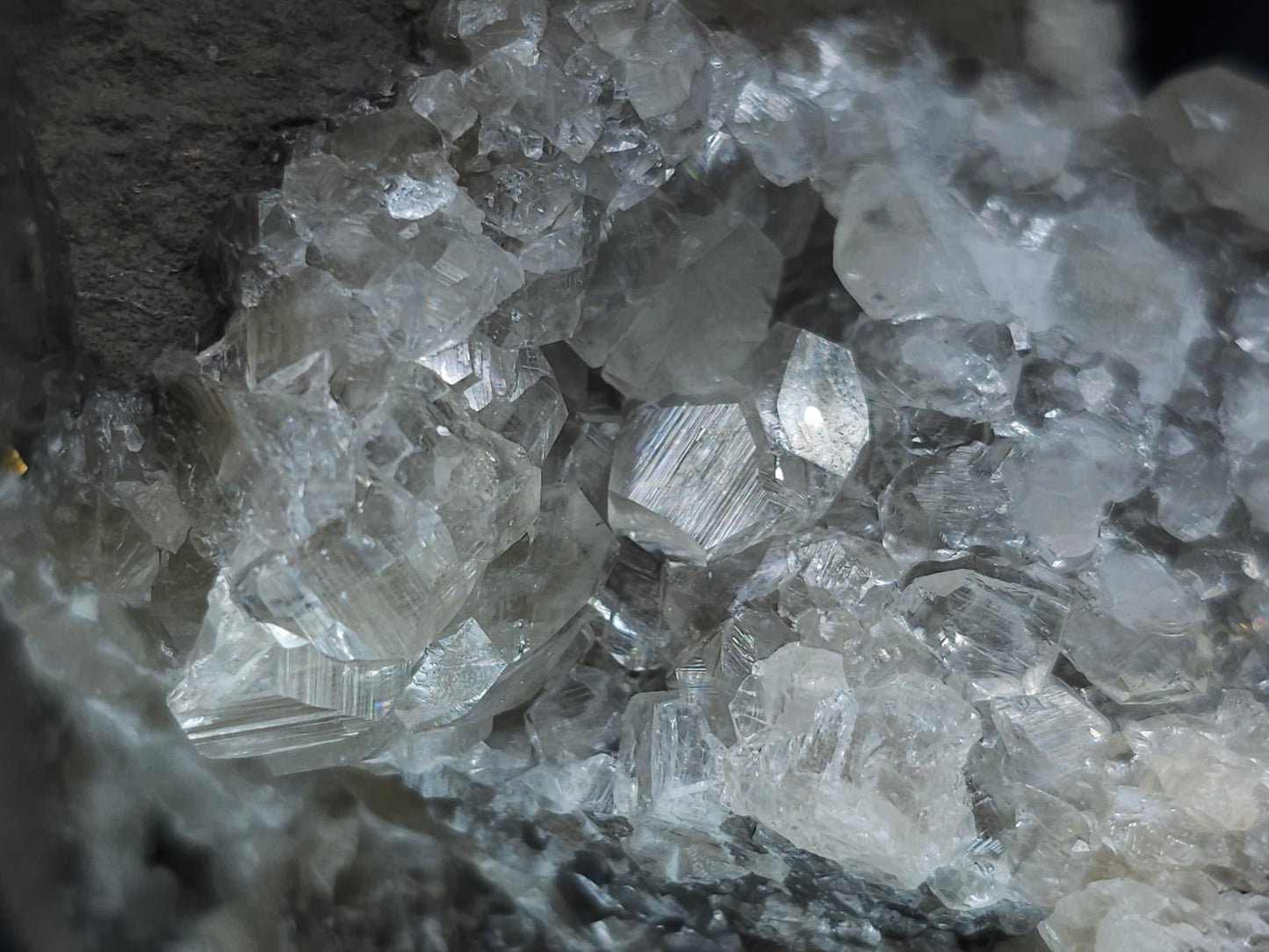 #33211 Double phantom Nailhead Spar Calcite cluster with Chalcopyrite ore and multiple small fossils in the matrix