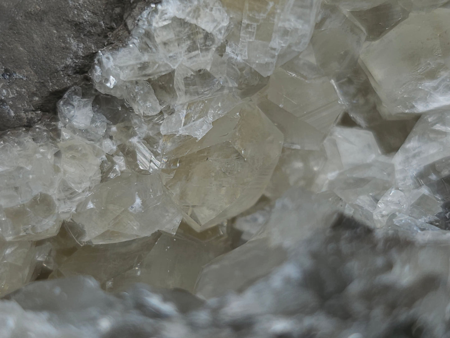 #33211 Double phantom Nailhead Spar Calcite cluster with Chalcopyrite ore and multiple small fossils in the matrix