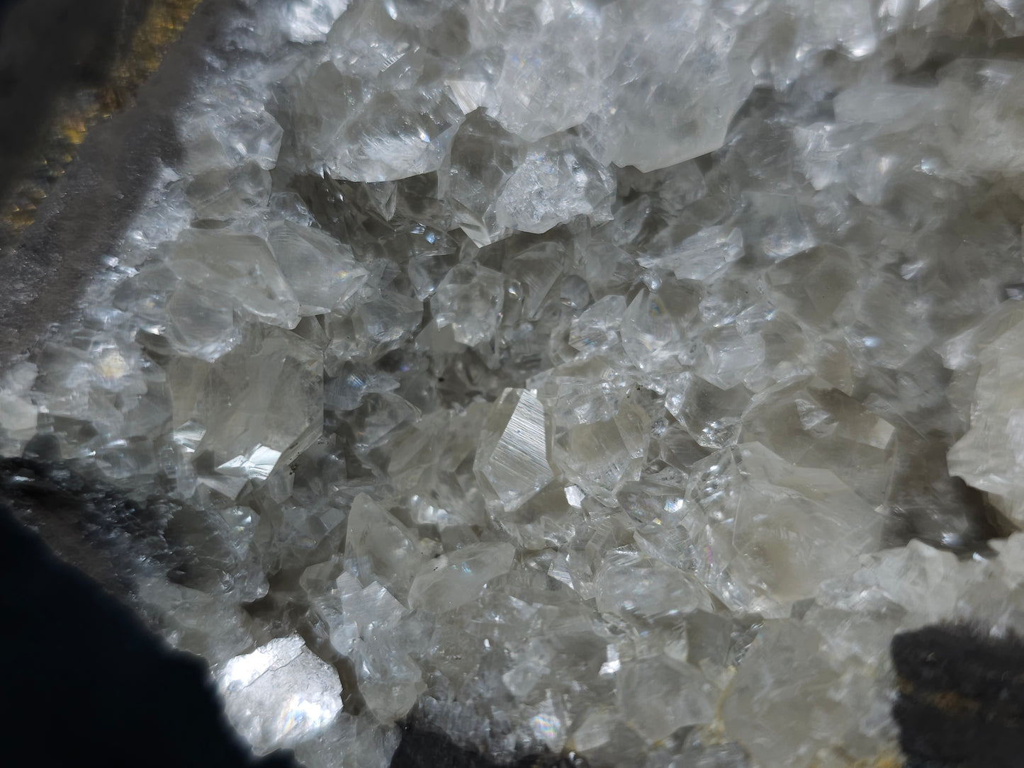 #33212 Super clear Nailhead Spar Calcite cluster and Chalcopyrite ore and multiple small fossils