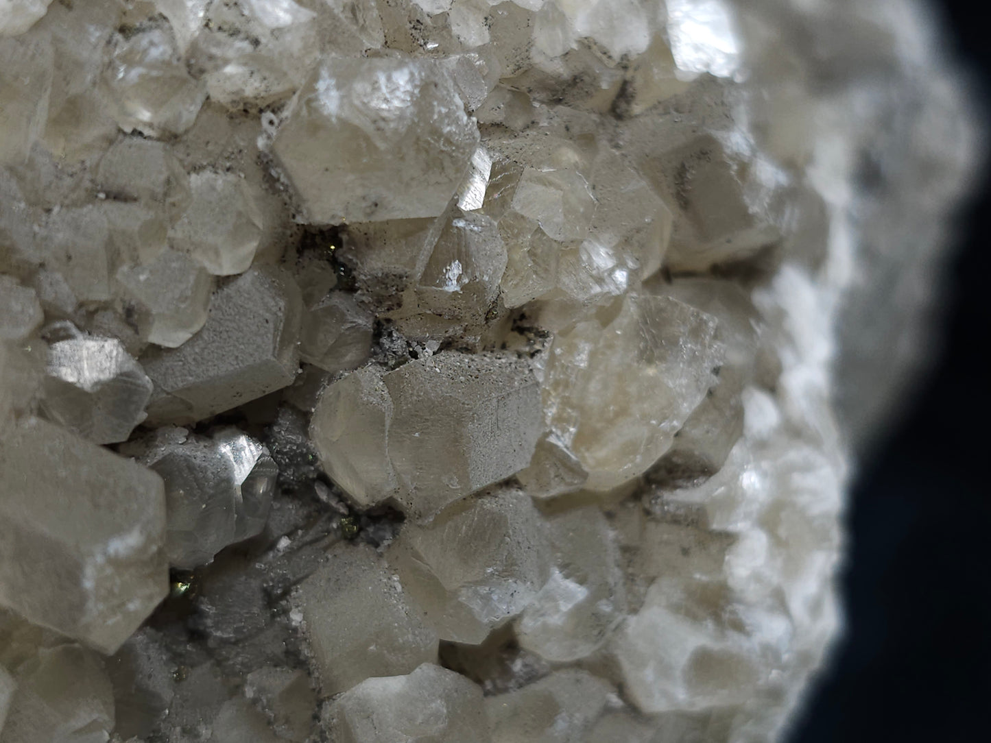 #33213 Double phantom Nailhead Spar Calcite cluster with Chalcopyrite ore and multiple small fossils in the matrix