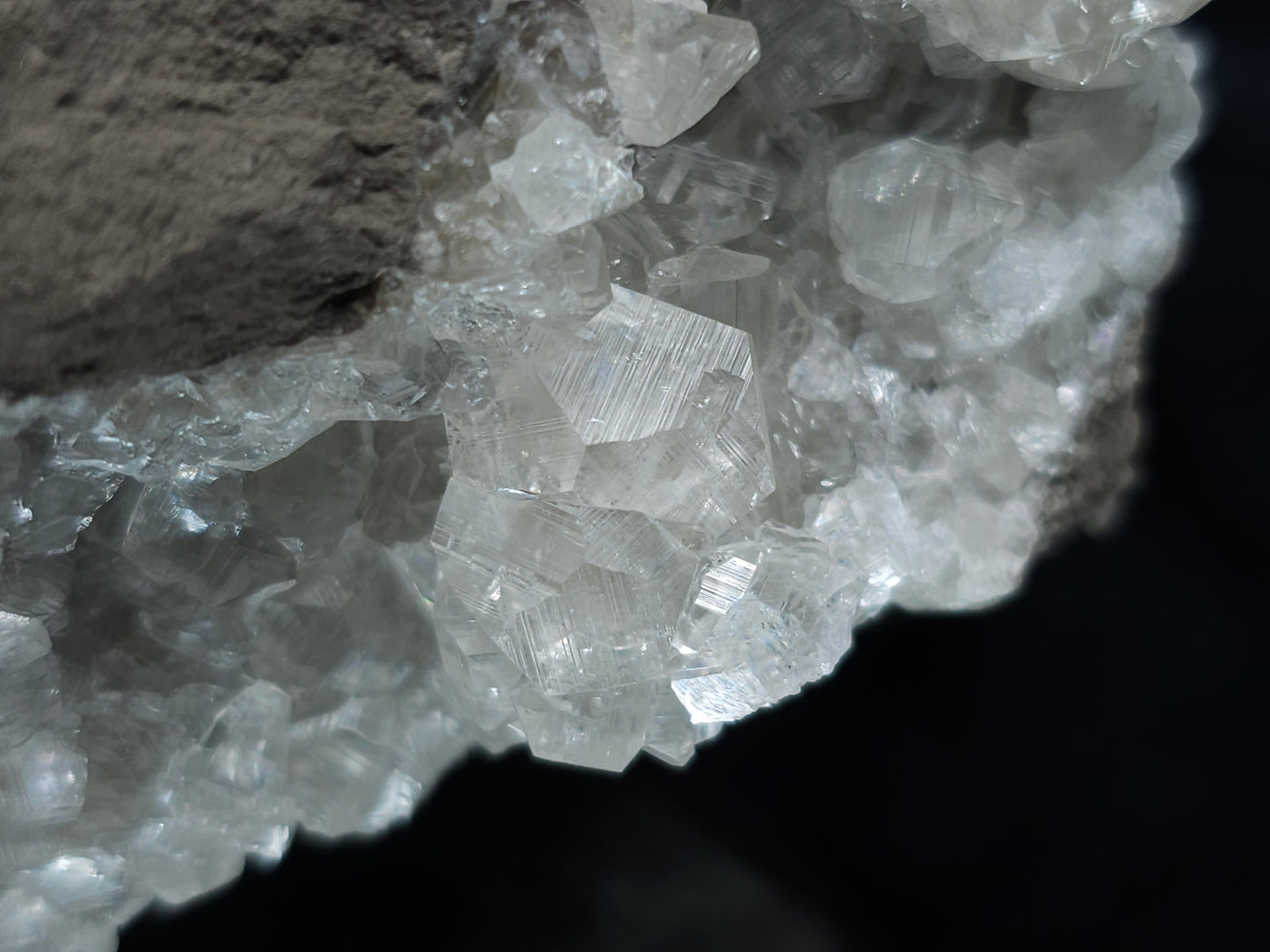 #33216 Super clear Nailhead Spar Calcite geode and Chalcopyrite ore and multiple small fossils in the matrix