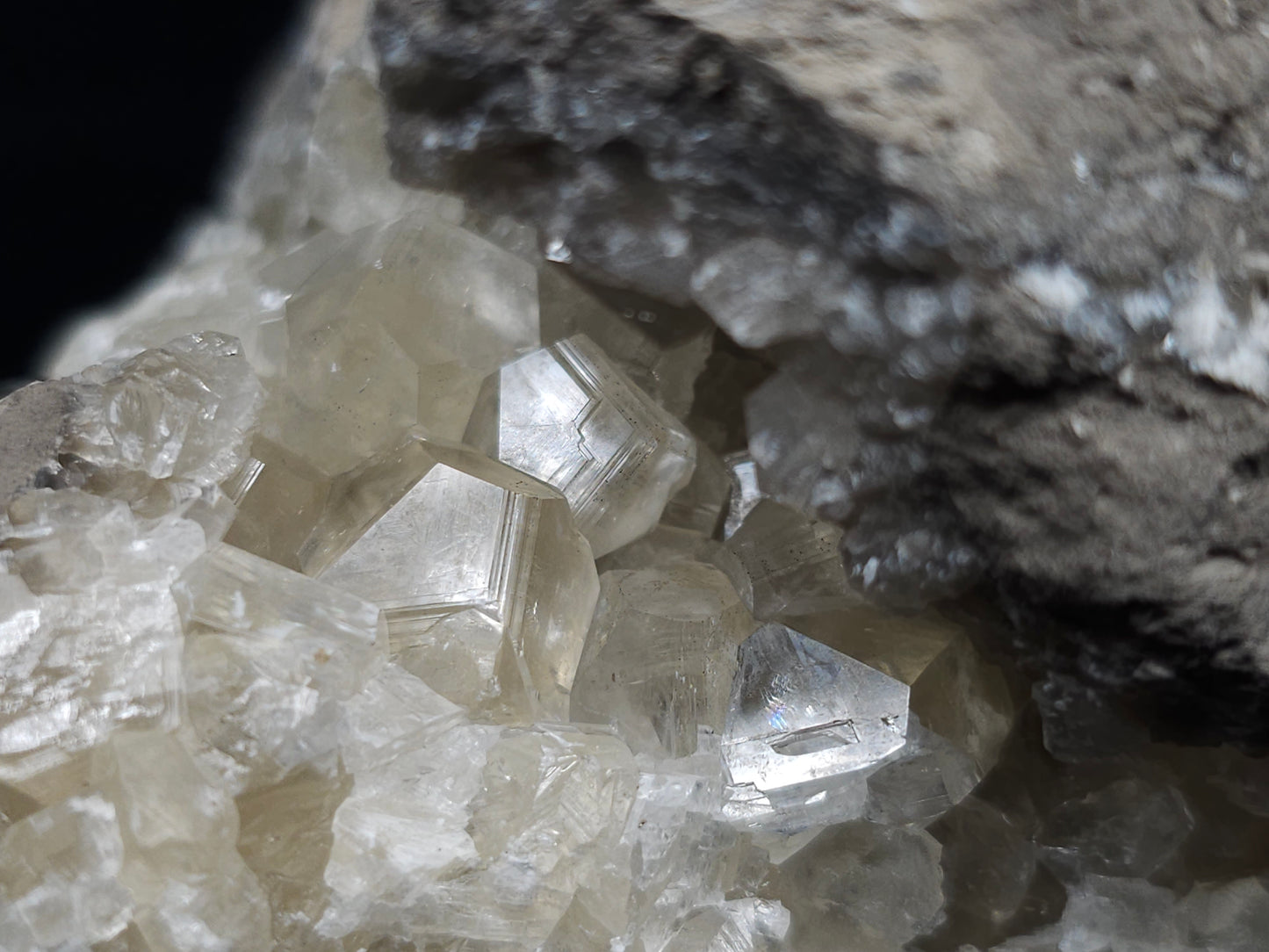 #33217 Double phantom Nailhead Spar Calcite cluster with Chalcopyrite ore and multiple small fossils in the matrix