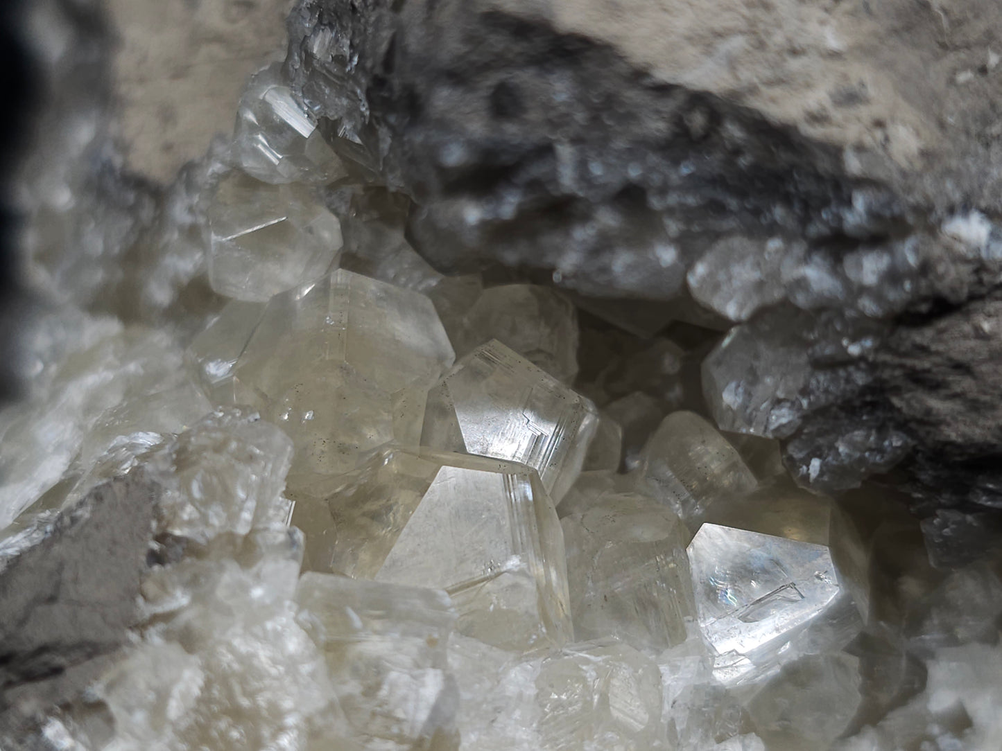 #33217 Double phantom Nailhead Spar Calcite cluster with Chalcopyrite ore and multiple small fossils in the matrix
