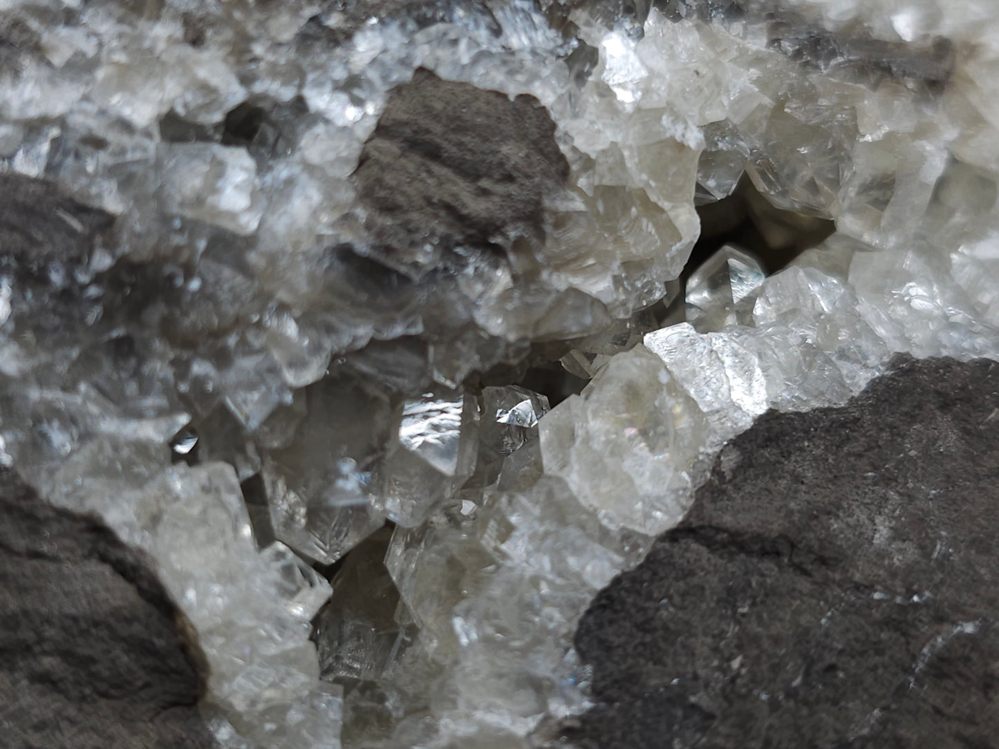 #33217 Double phantom Nailhead Spar Calcite cluster with Chalcopyrite ore and multiple small fossils in the matrix