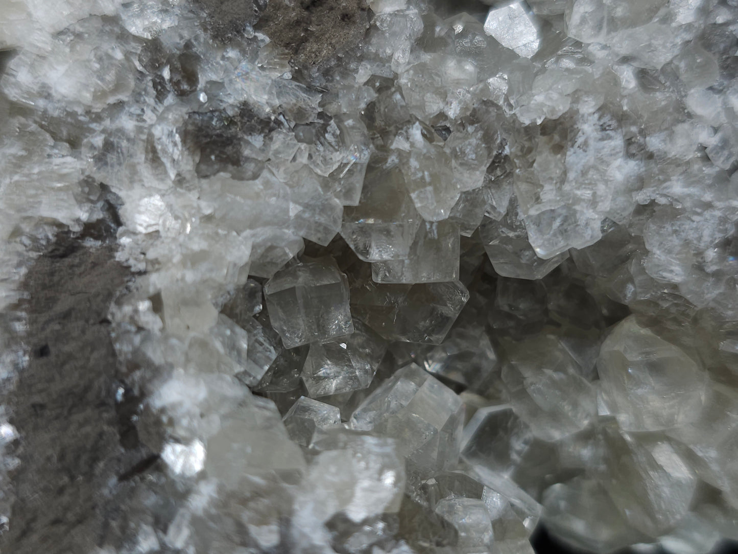 #33218 Super clear Nailhead Spar Calcite geode and Chalcopyrite ore and multiple small fossils
