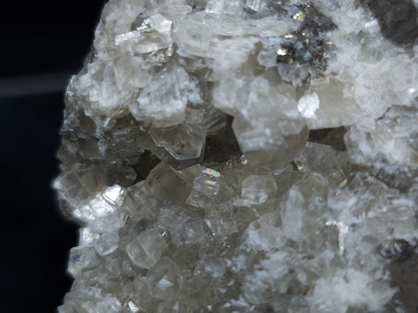#33218 Super clear Nailhead Spar Calcite geode and Chalcopyrite ore and multiple small fossils