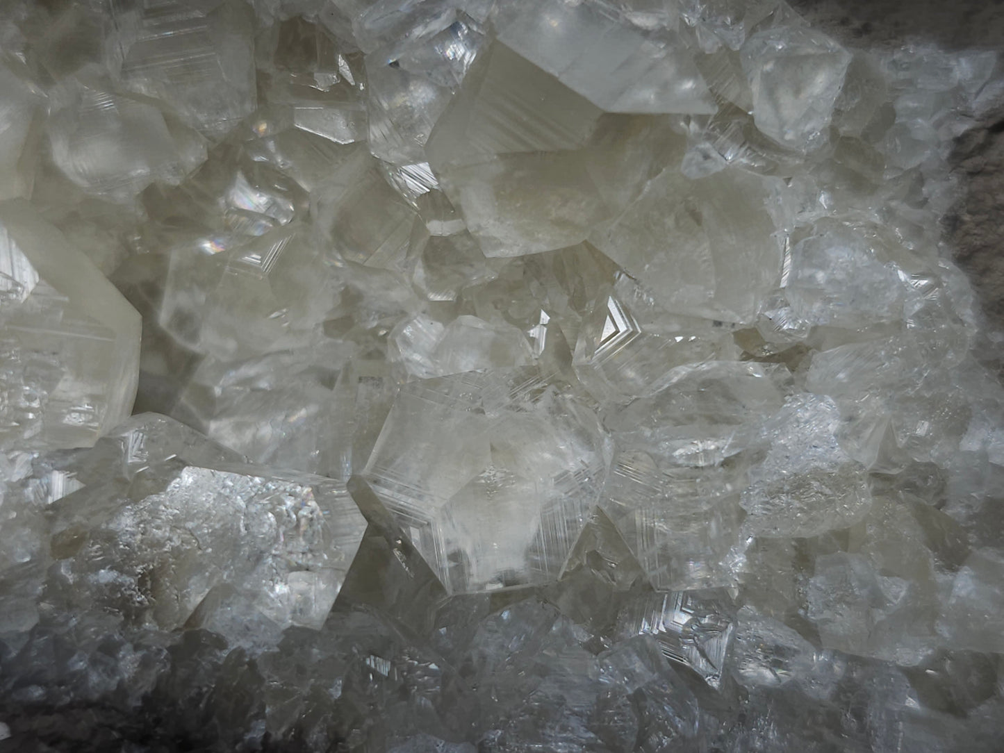 #33219 Super clear Nailhead Spar Calcite cluster and Chalcopyrite ore and multiple small fossils in the matrix