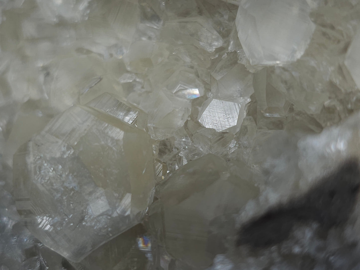 #33219 Super clear Nailhead Spar Calcite cluster and Chalcopyrite ore and multiple small fossils in the matrix