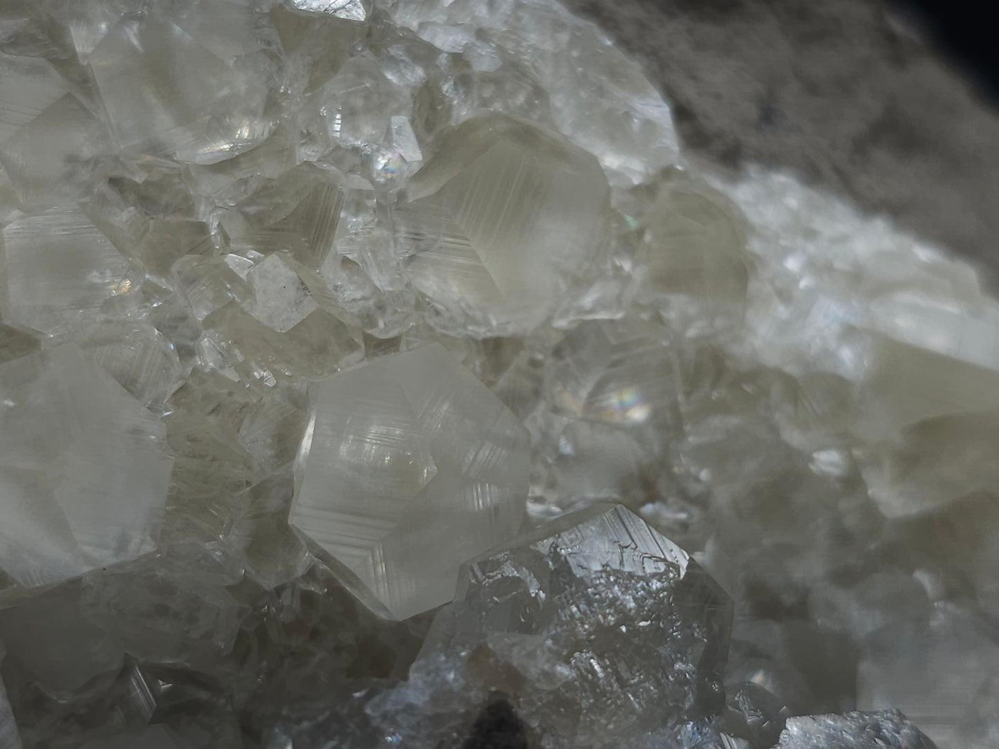 #33219 Super clear Nailhead Spar Calcite cluster and Chalcopyrite ore and multiple small fossils in the matrix