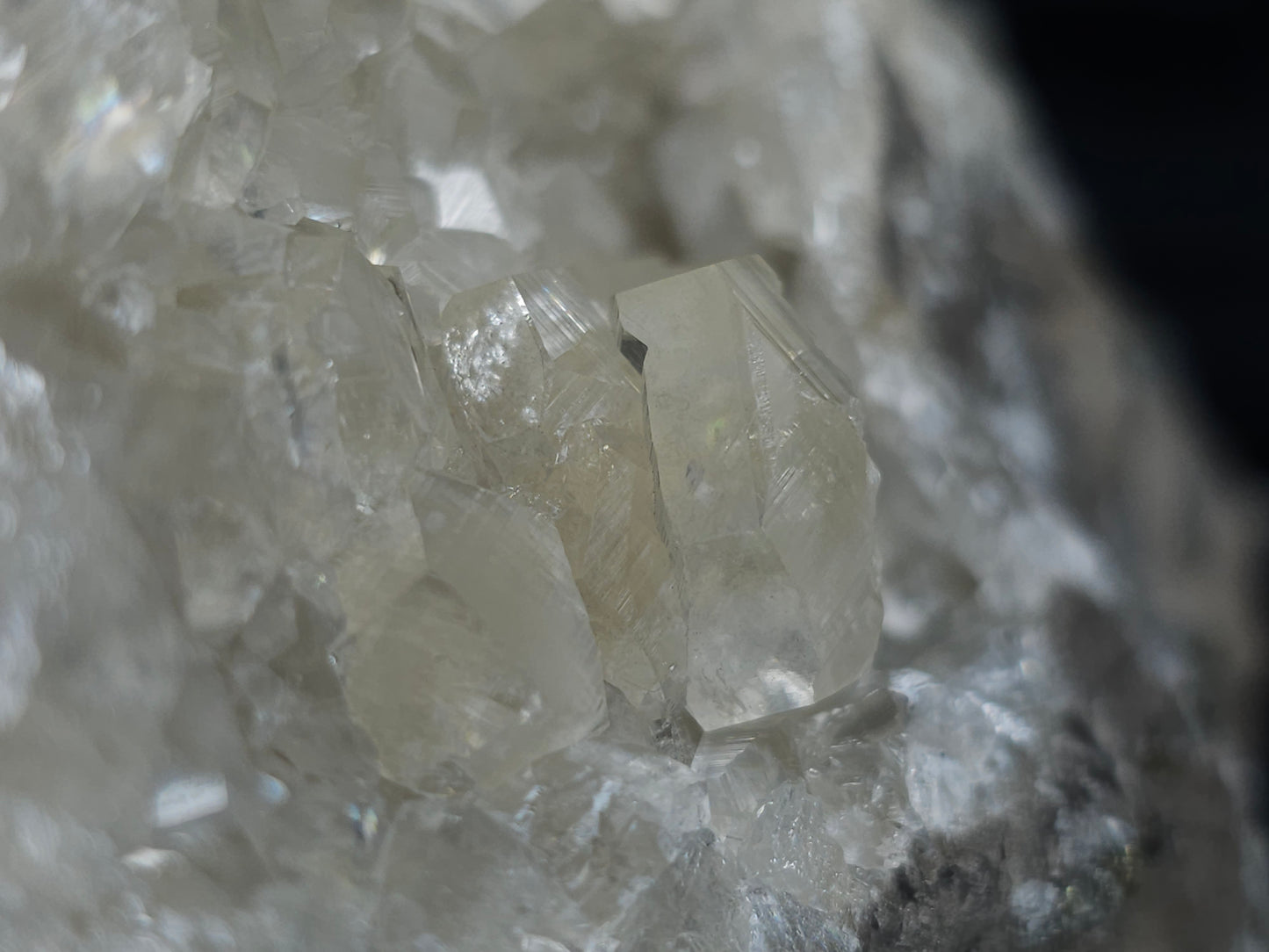 #33219 Super clear Nailhead Spar Calcite cluster and Chalcopyrite ore and multiple small fossils in the matrix