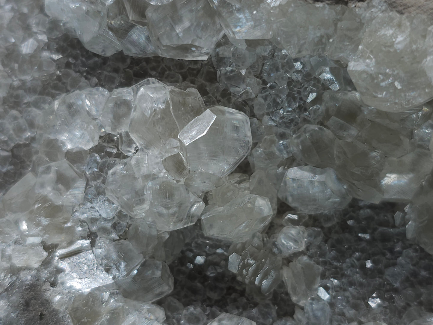 #33220 Super clear Nailhead Spar Calcite cluster and Chalcopyrite ore and multiple small fossils in the matrix