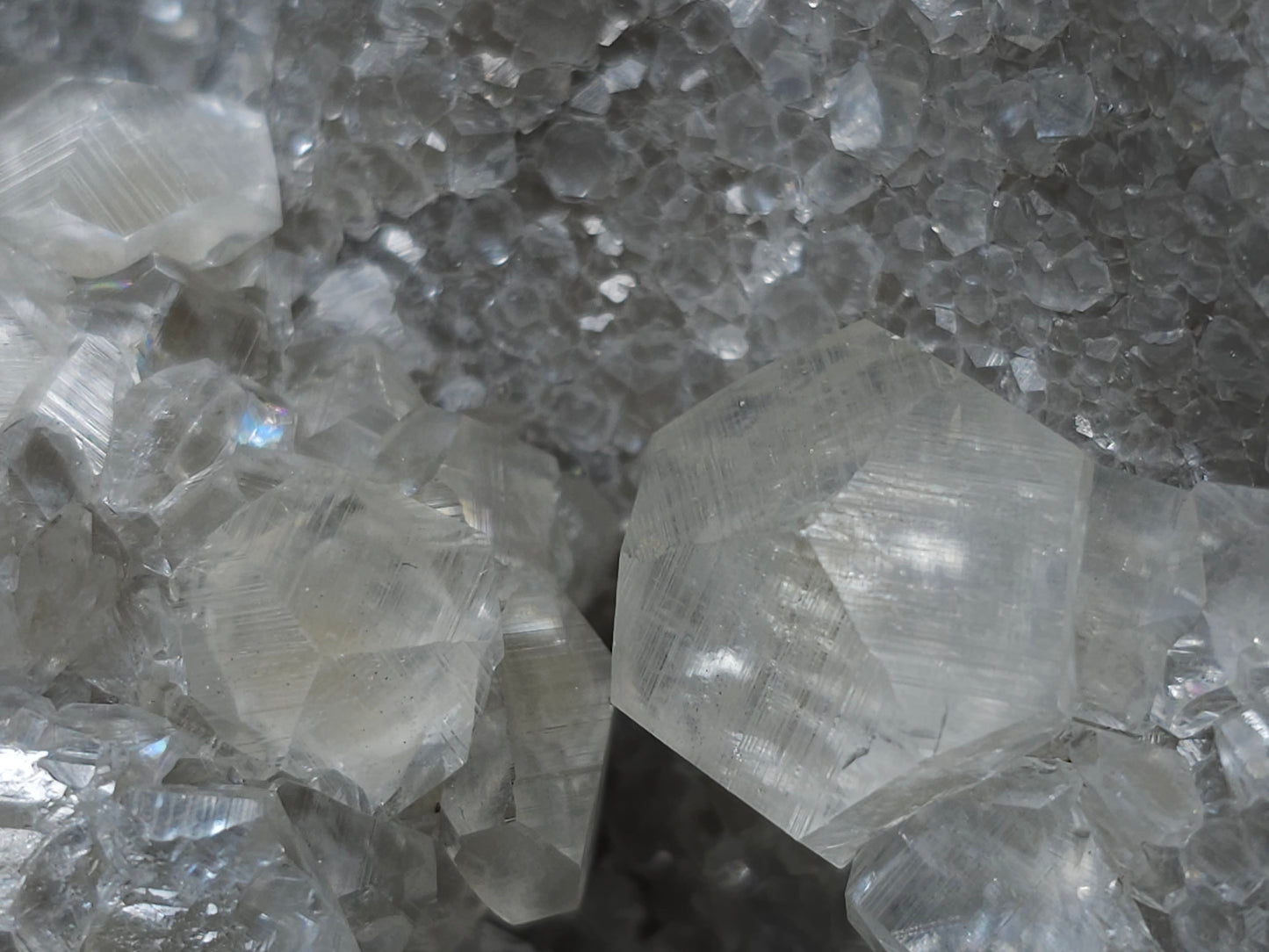 #33220 Super clear Nailhead Spar Calcite cluster and Chalcopyrite ore and multiple small fossils in the matrix