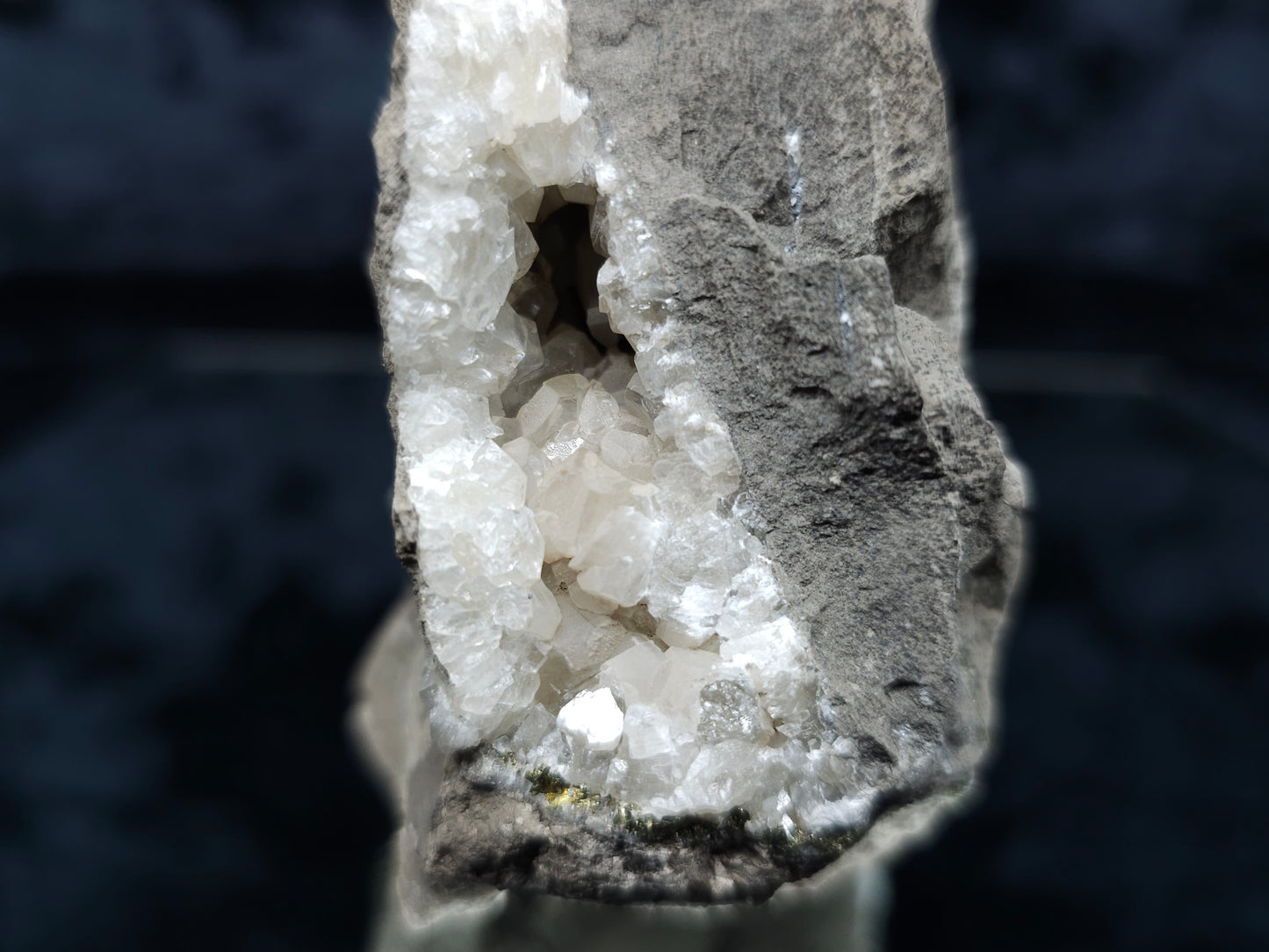 #33220 Super clear Nailhead Spar Calcite cluster and Chalcopyrite ore and multiple small fossils in the matrix