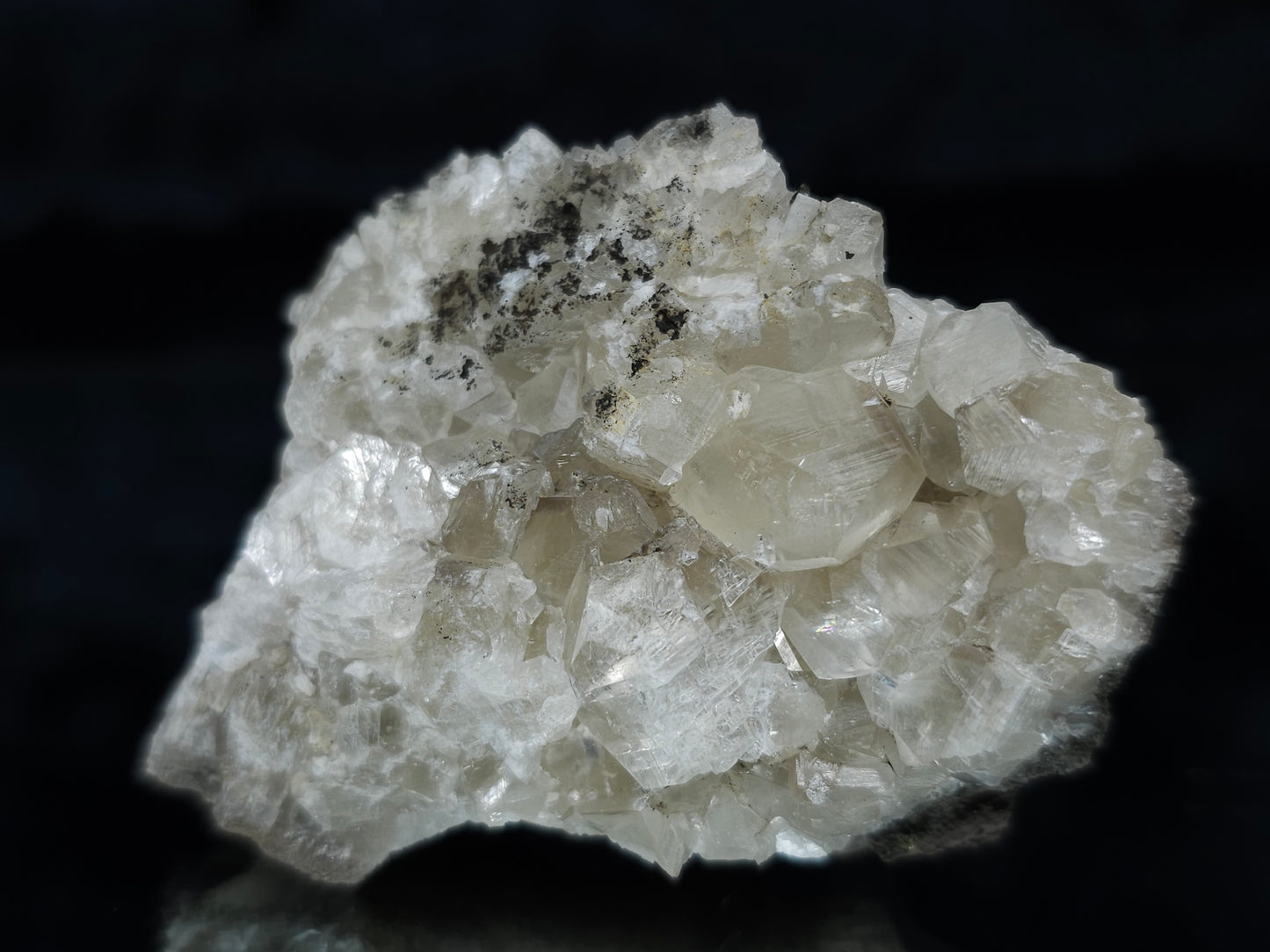 #35898 Super clear Nailhead Spar Calcite cluster and Chalcopyrite ore and multiple small fossils in the matrix
