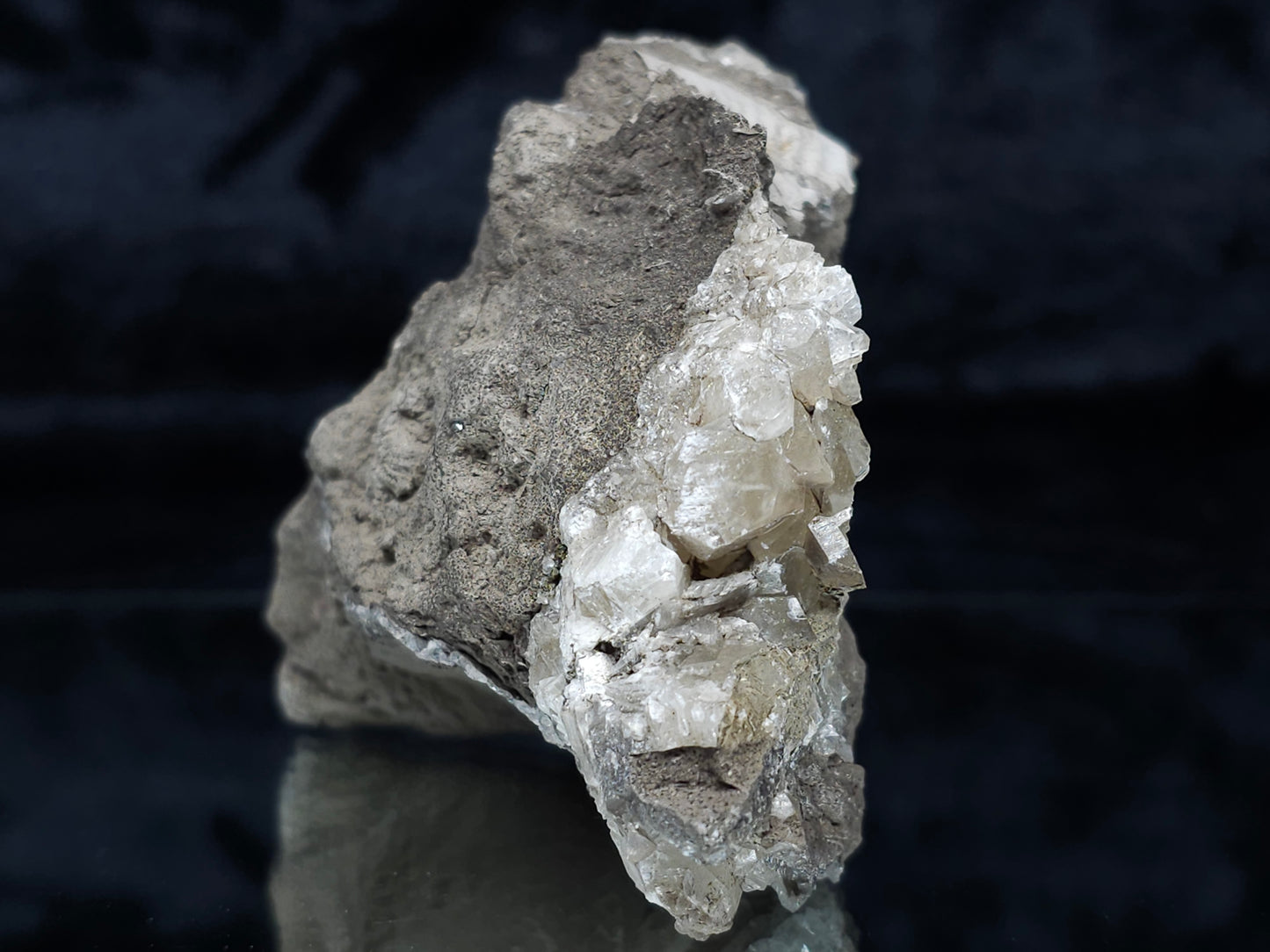 #33975 double phantom Nailhead Spar Calcite cluster and Chalcopyrite ore and awesome Trilobite fossil